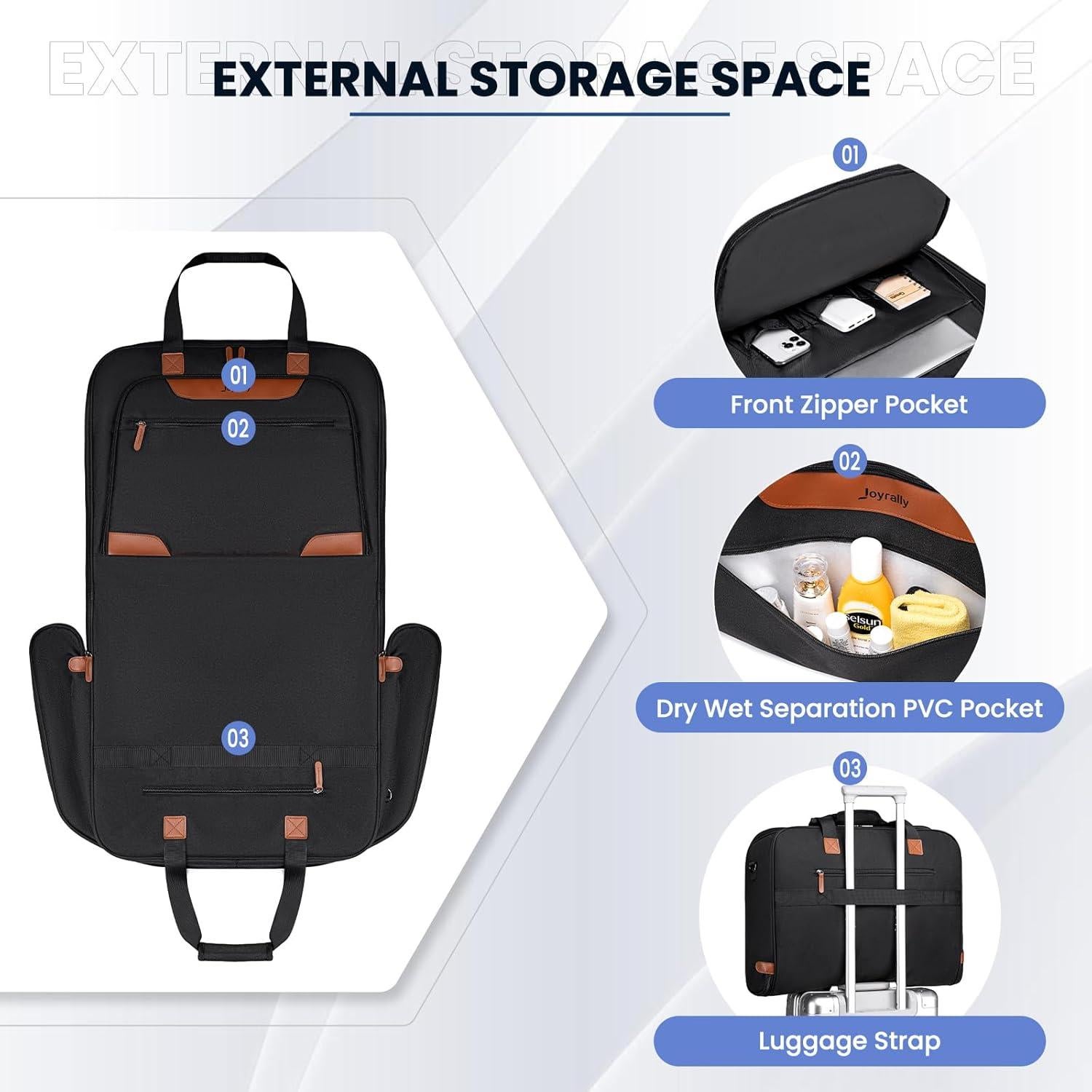 Bolsa de Ropa de Viaje Joyrally Negra Plegable 56.4x127 cm