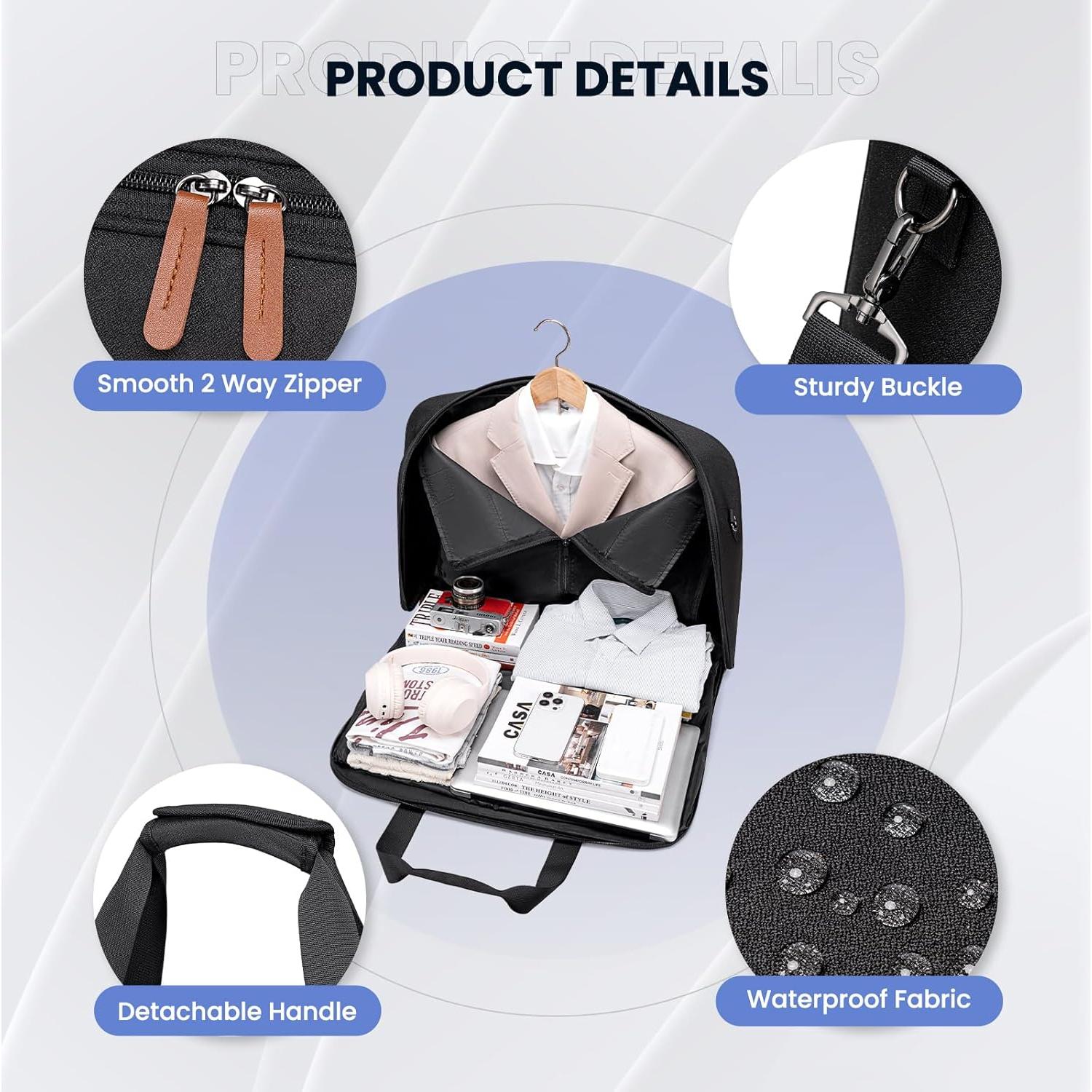 Bolsa de Ropa de Viaje Joyrally Negra Plegable 56.4x127 cm