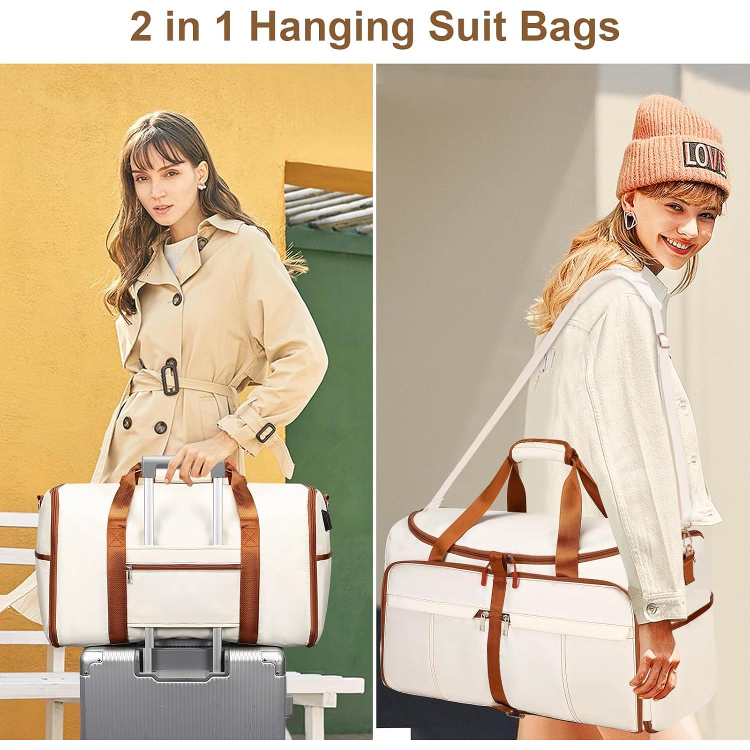 Bolsa de Ropa Plegable ACESAK 2 en 1 con Bolsa de Aseo Beige