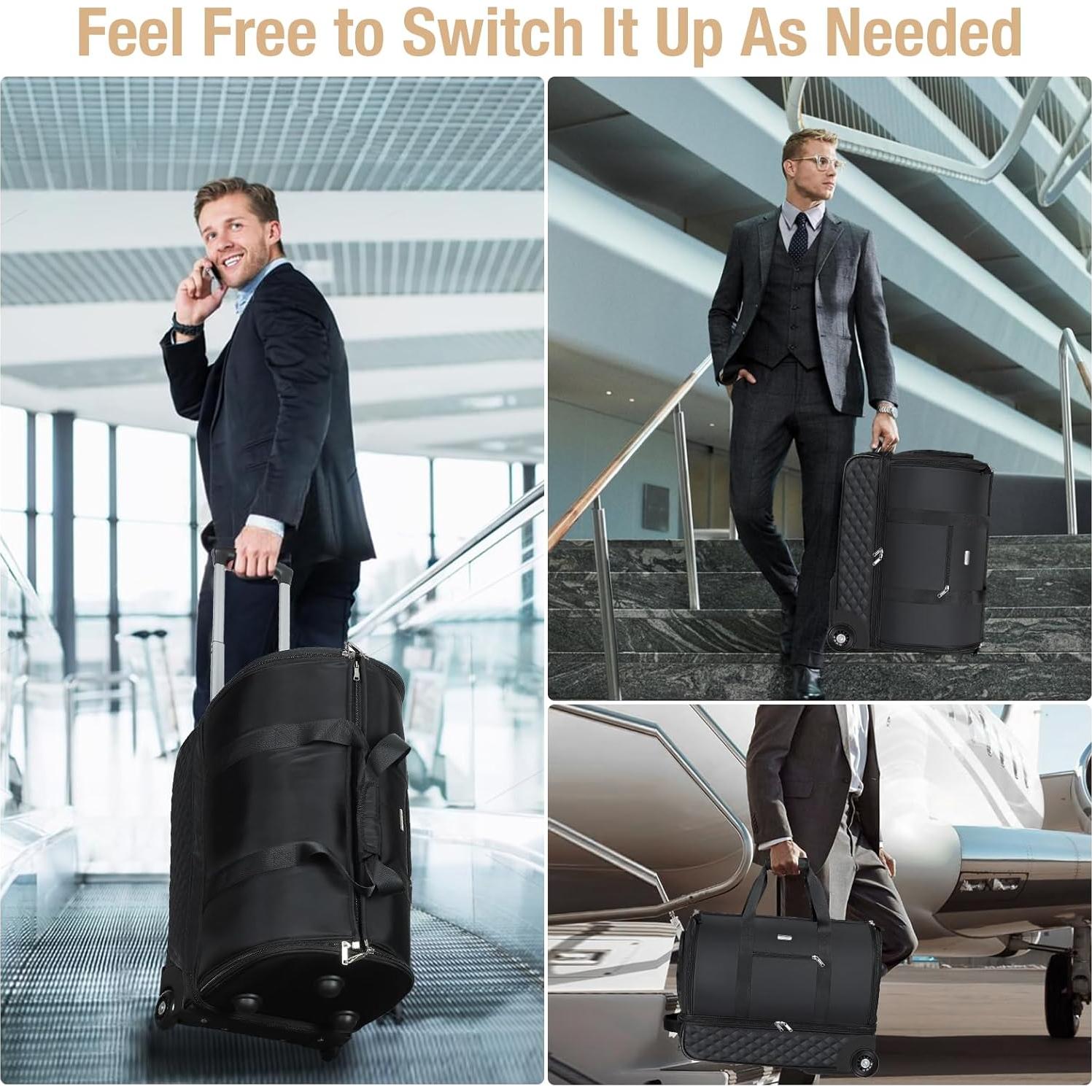 Bolsa de Ropa Rodante Lekeinchi 57L con Compartimento para Zapatos