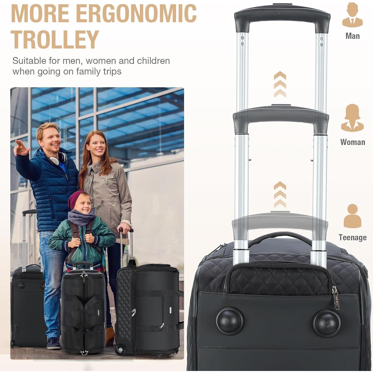 Bolsa de Ropa Rodante Lekeinchi 57L con Compartimento para Zapatos