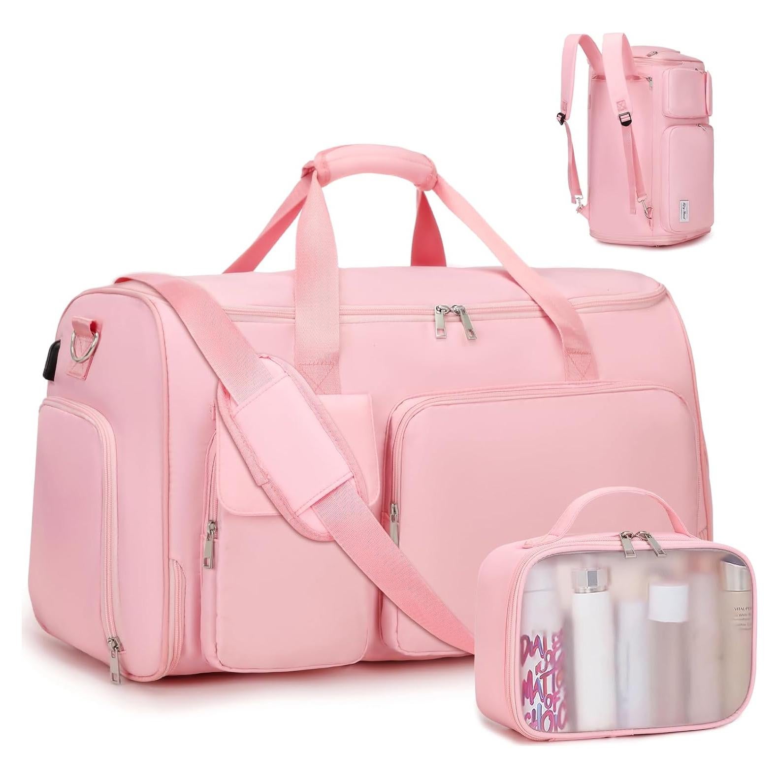 Bolsa de Ropa de Viaje 2 en 1 Rosa - Duffle Convertible con Compartimentos