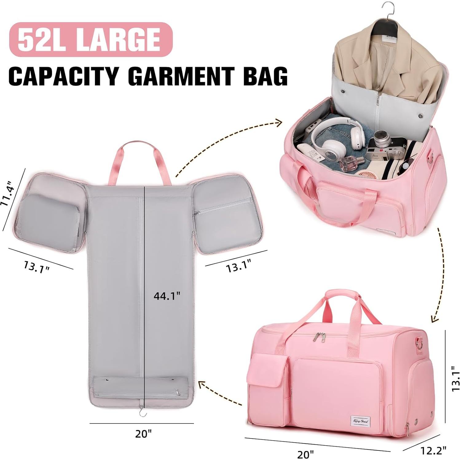 Bolsa de Ropa de Viaje 2 en 1 Rosa - Duffle Convertible con Compartimentos