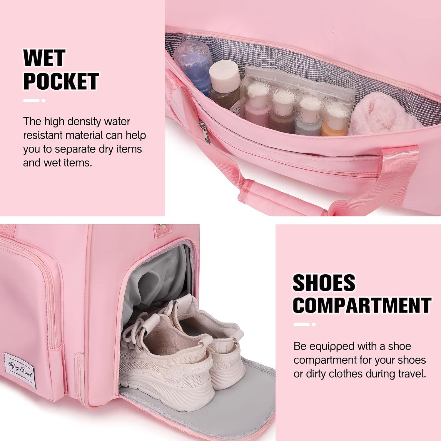 Bolsa de Ropa de Viaje 2 en 1 Rosa - Duffle Convertible con Compartimentos