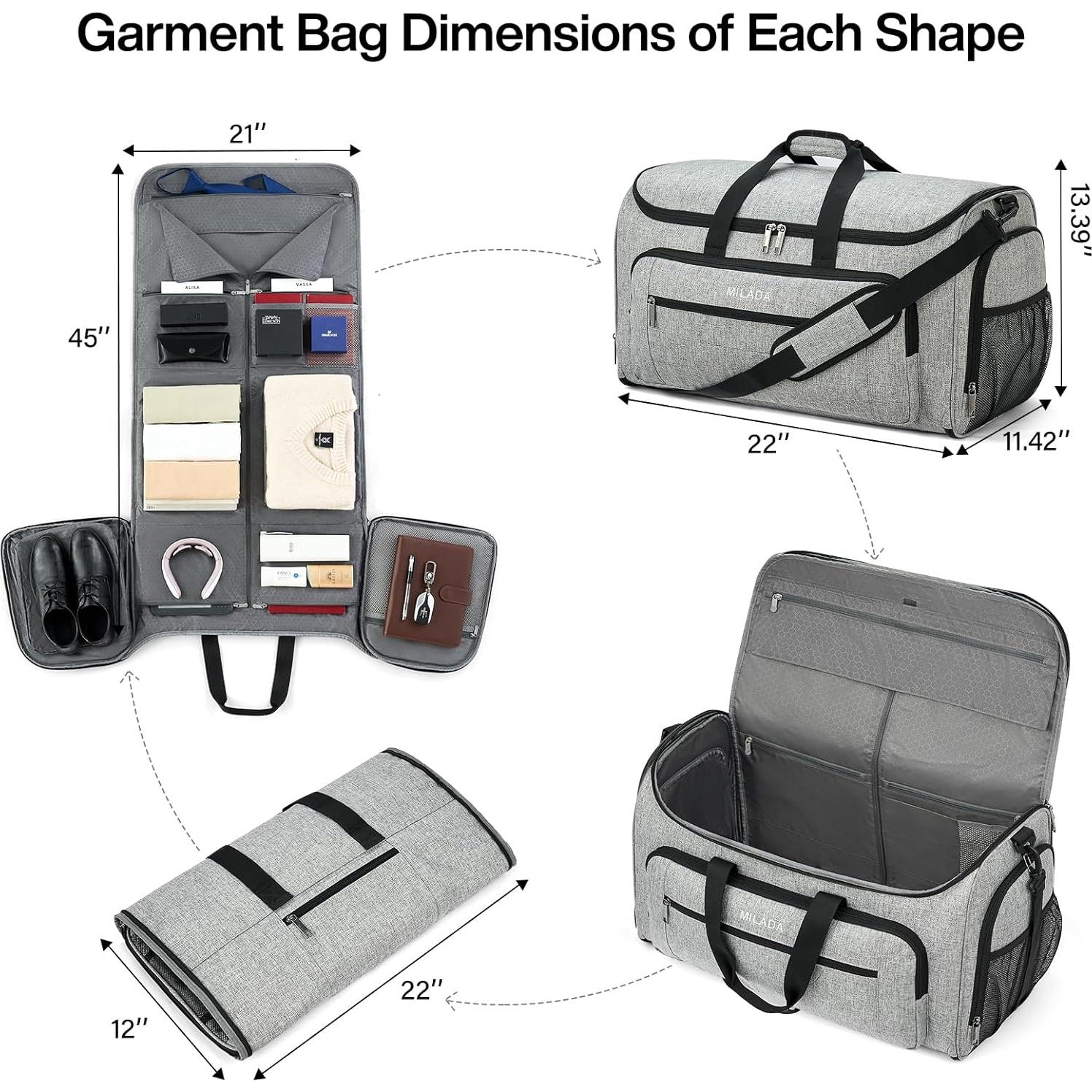 Bolsa de Ropa de Viaje MILADA 2 en 1 Plegable Gris Claro