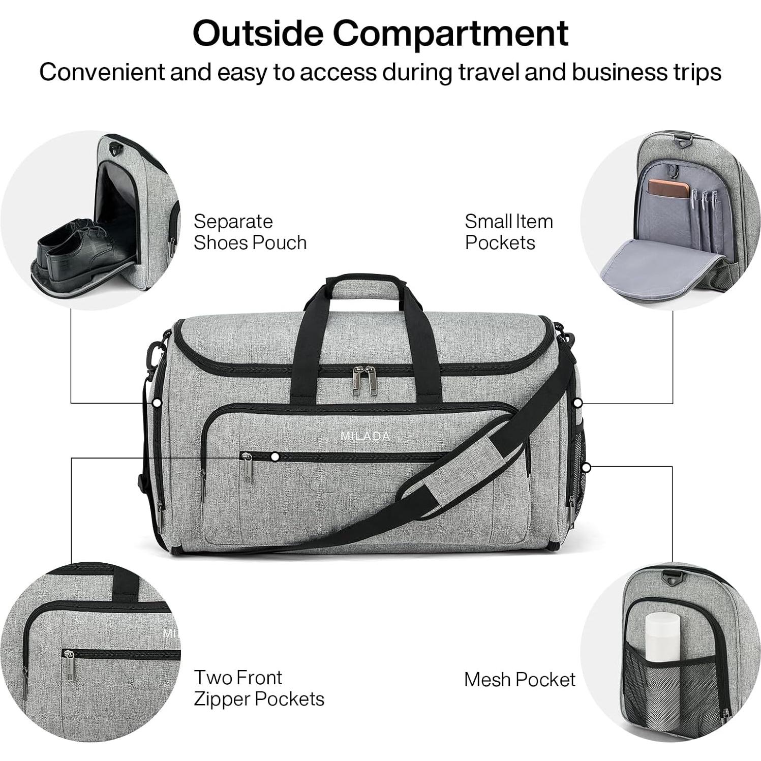 Bolsa de Ropa de Viaje MILADA 2 en 1 Plegable Gris Claro