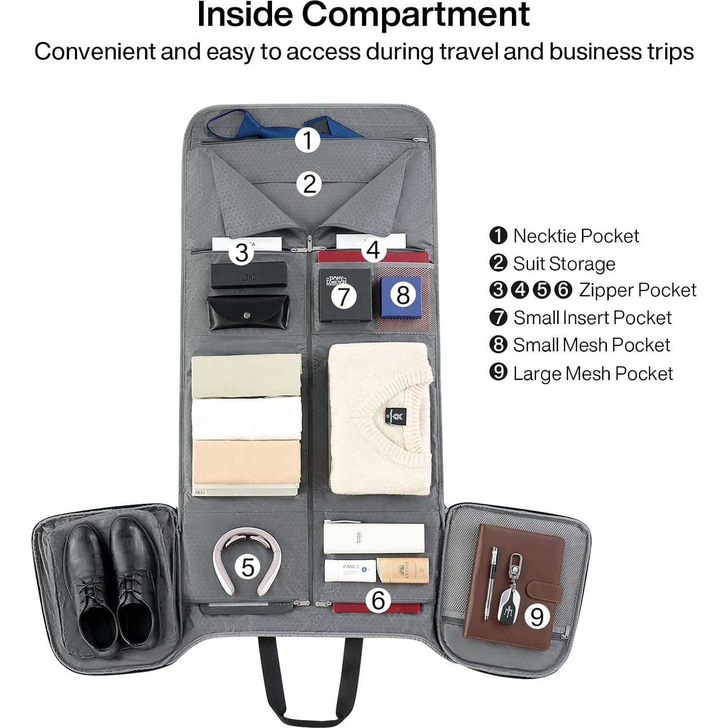 Bolsa de Ropa de Viaje MILADA 2 en 1 Plegable Gris Claro