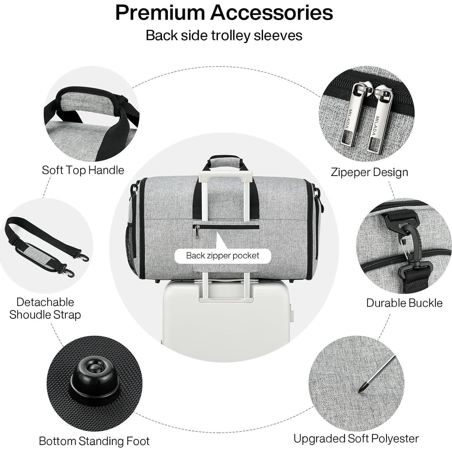 Bolsa de Ropa de Viaje MILADA 2 en 1 Plegable Gris Claro