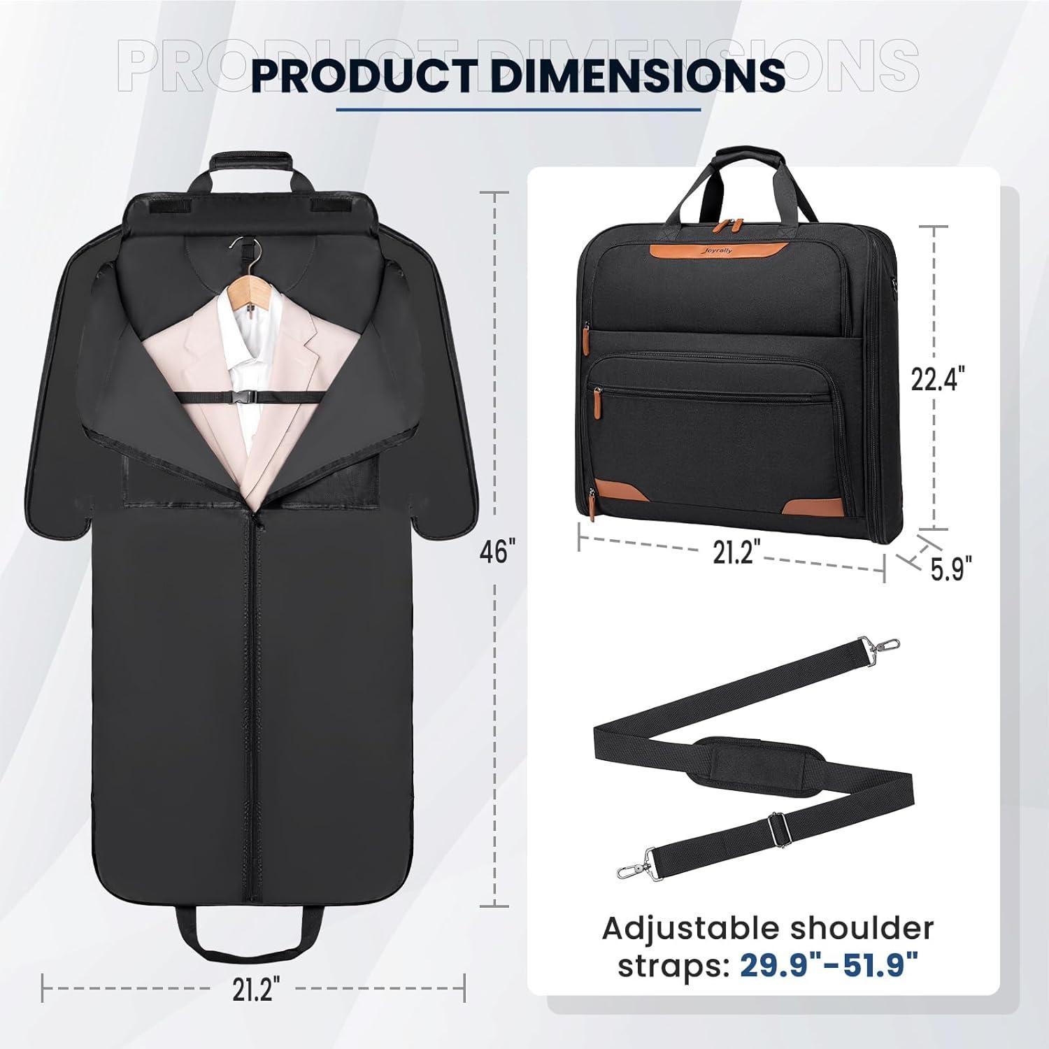 Bolsa de Ropa de Viaje Joyrally Doble Capa Negra 57x53.8cm