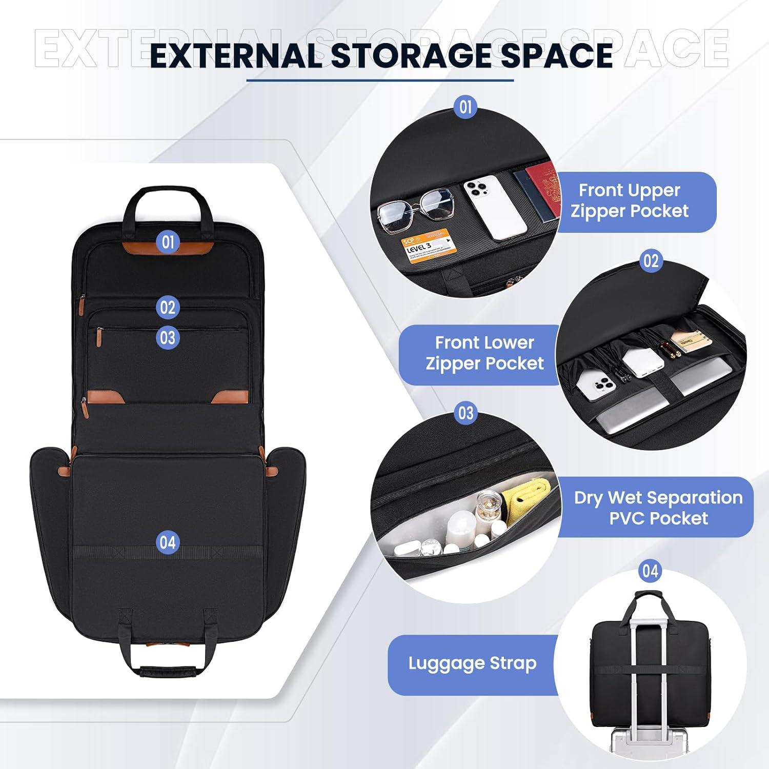 Bolsa de Ropa de Viaje Joyrally Doble Capa Negra 57x53.8cm