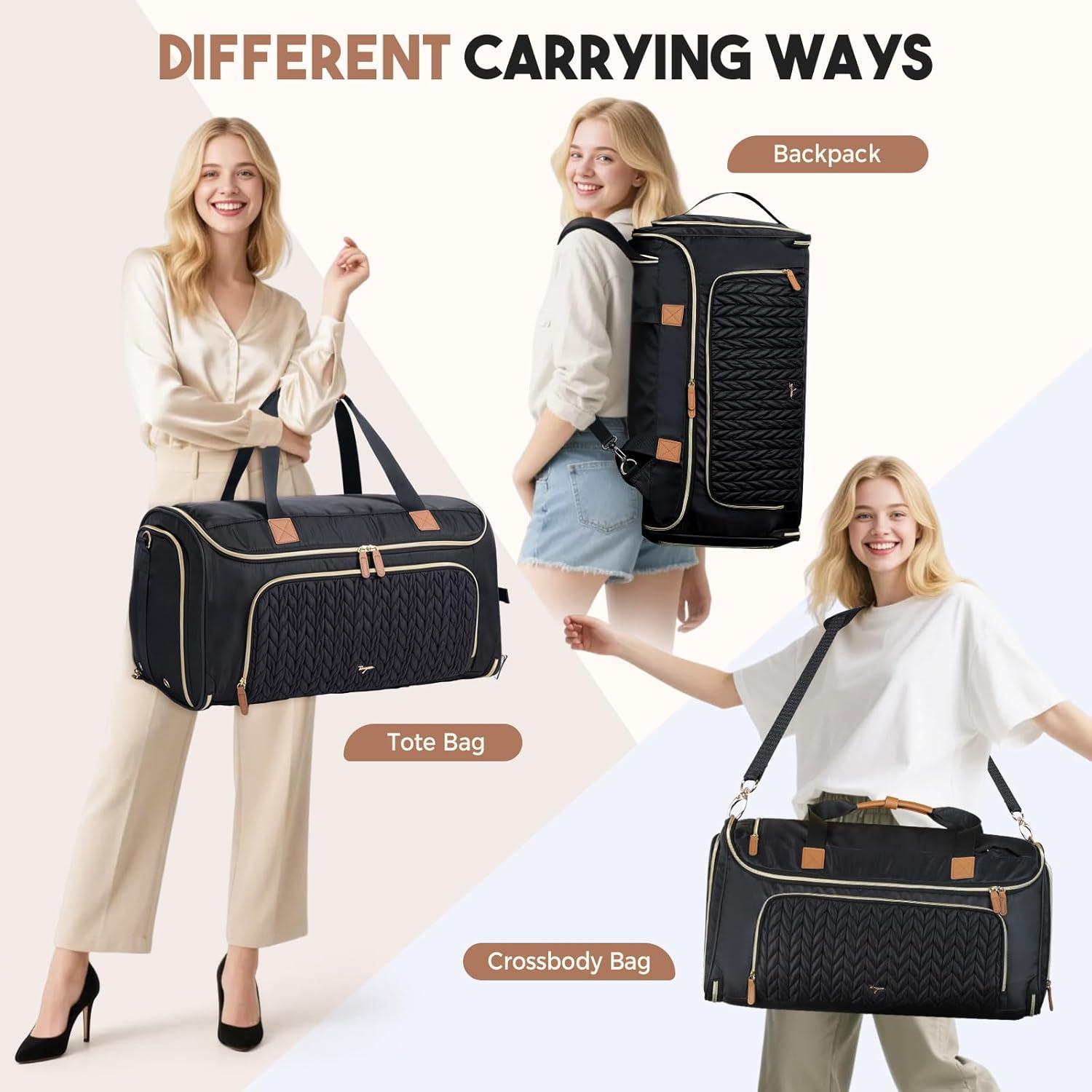 Bolsa Duffle Convertible Tonyeee 4 en 1 para Mujeres Negra