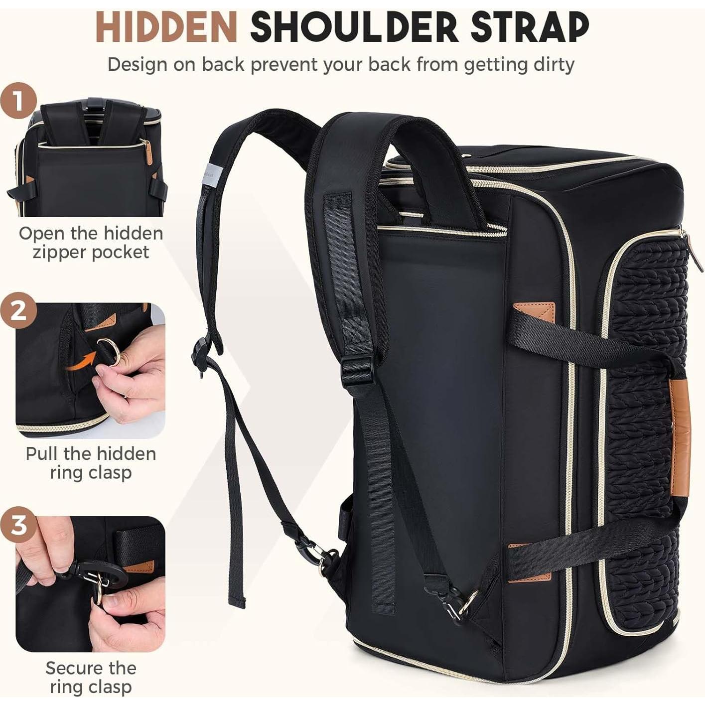 Bolsa Duffle Convertible Tonyeee 4 en 1 para Mujeres Negra