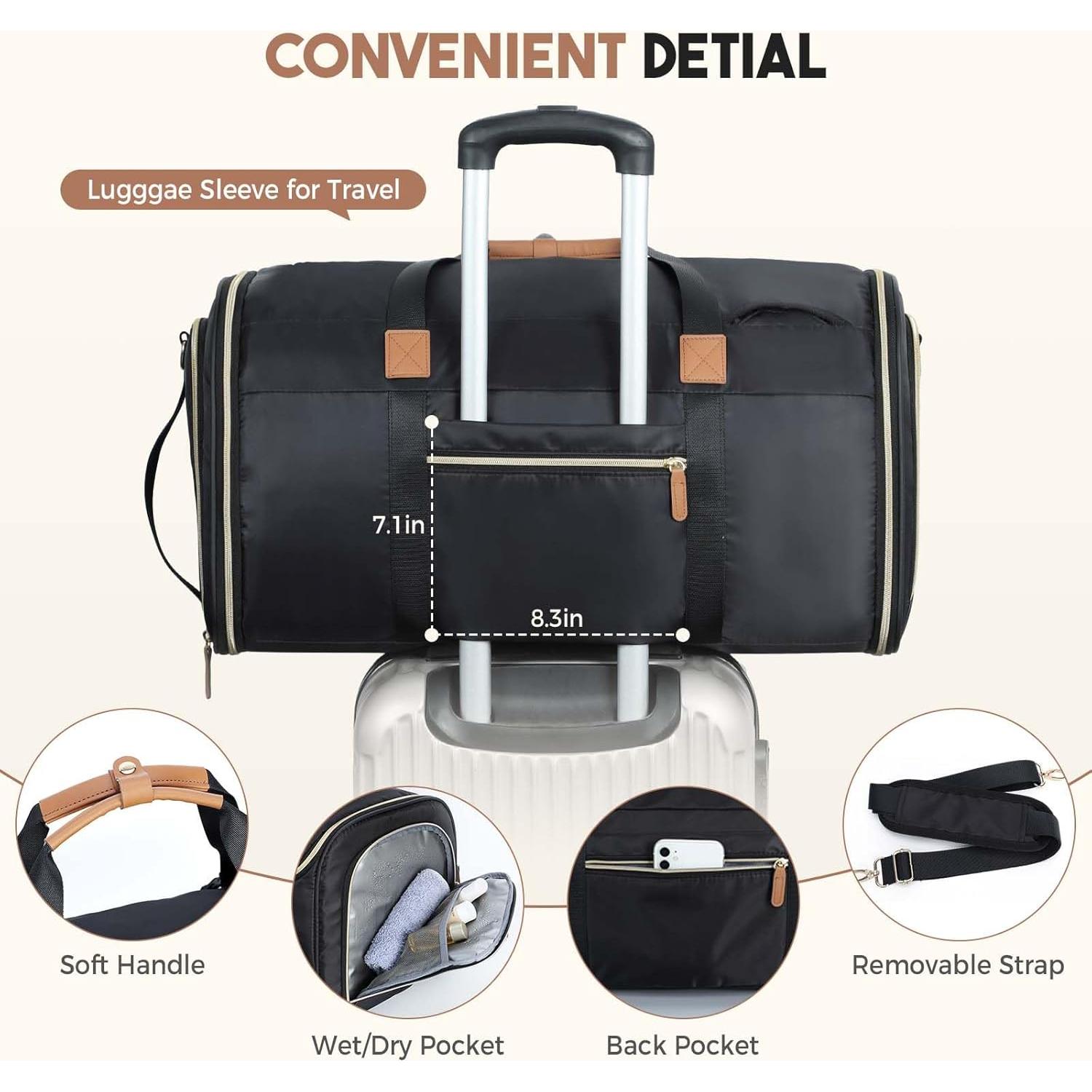 Bolsa Duffle Convertible Tonyeee 4 en 1 para Mujeres Negra