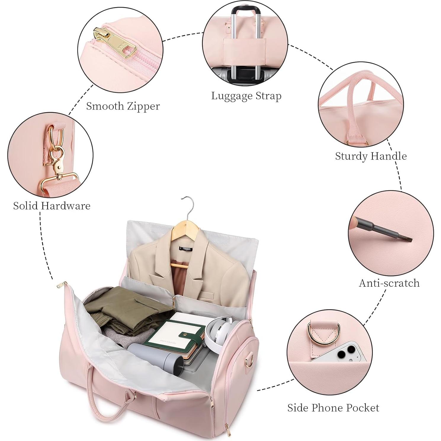 Bolsa de Viaje Convertible Seyfocnia 3 en 1 para Ropa Rosa