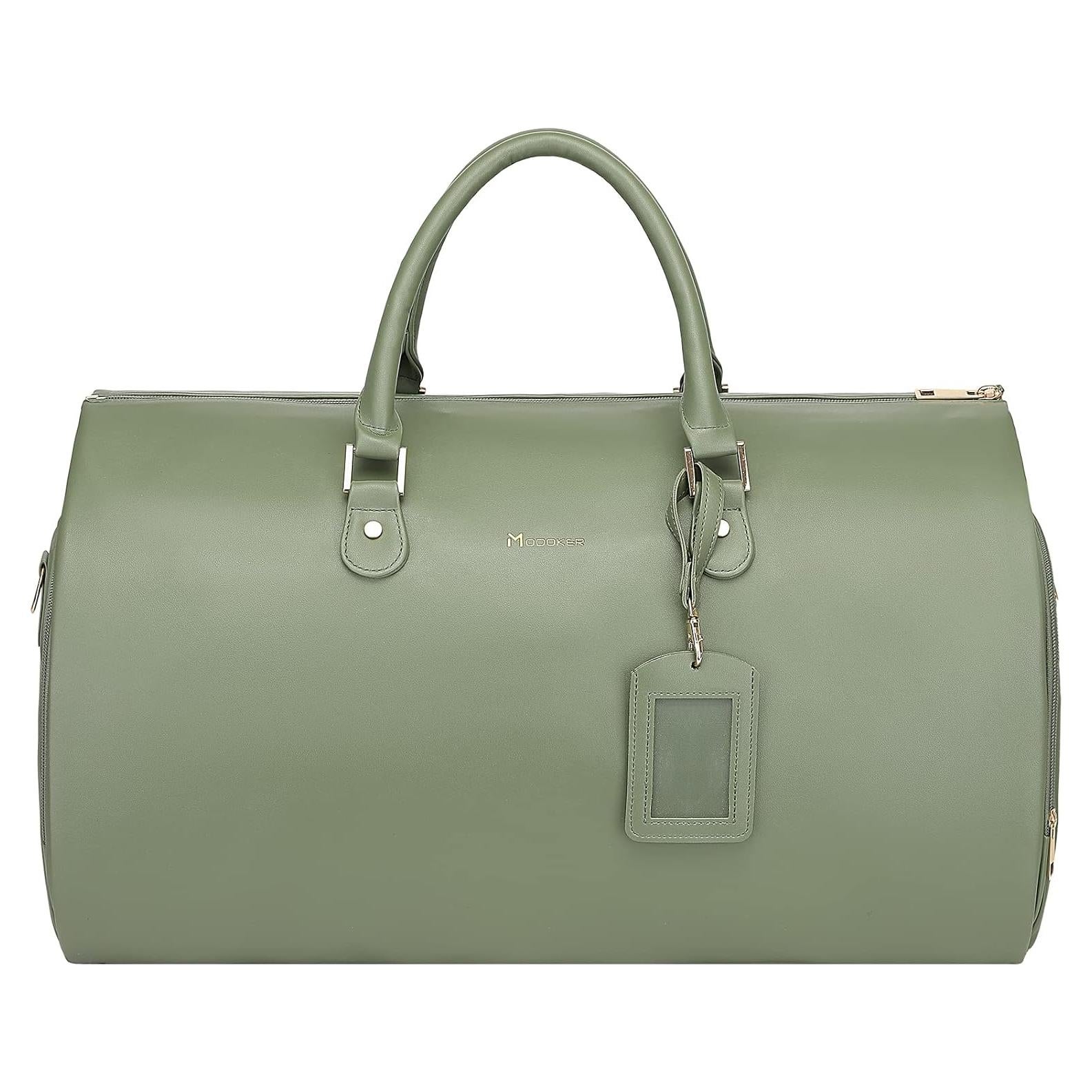 Bolsa de Garment Modoker 2 en 1 de Cuero Verde para Viajes