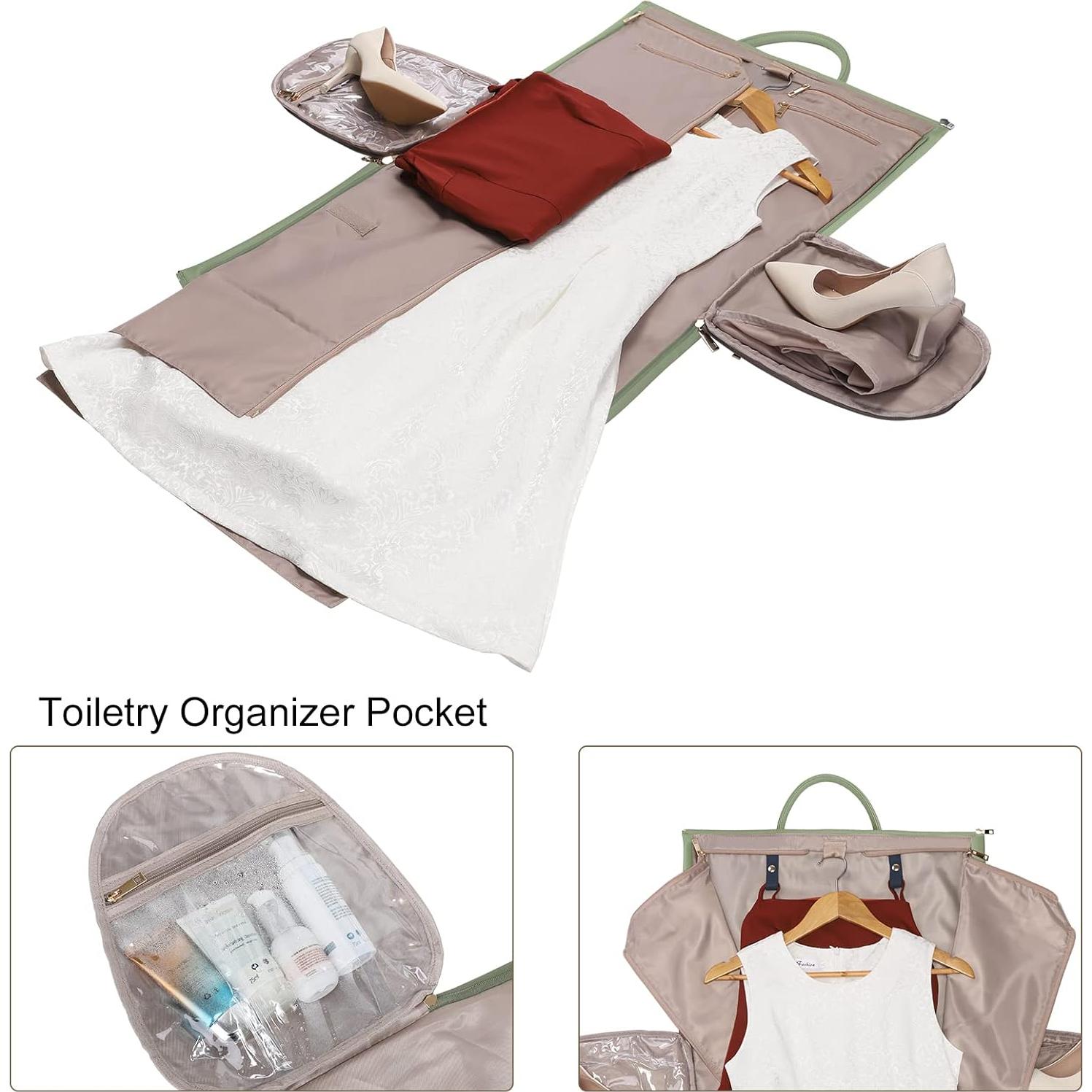 Bolsa de Garment Modoker 2 en 1 de Cuero Verde para Viajes