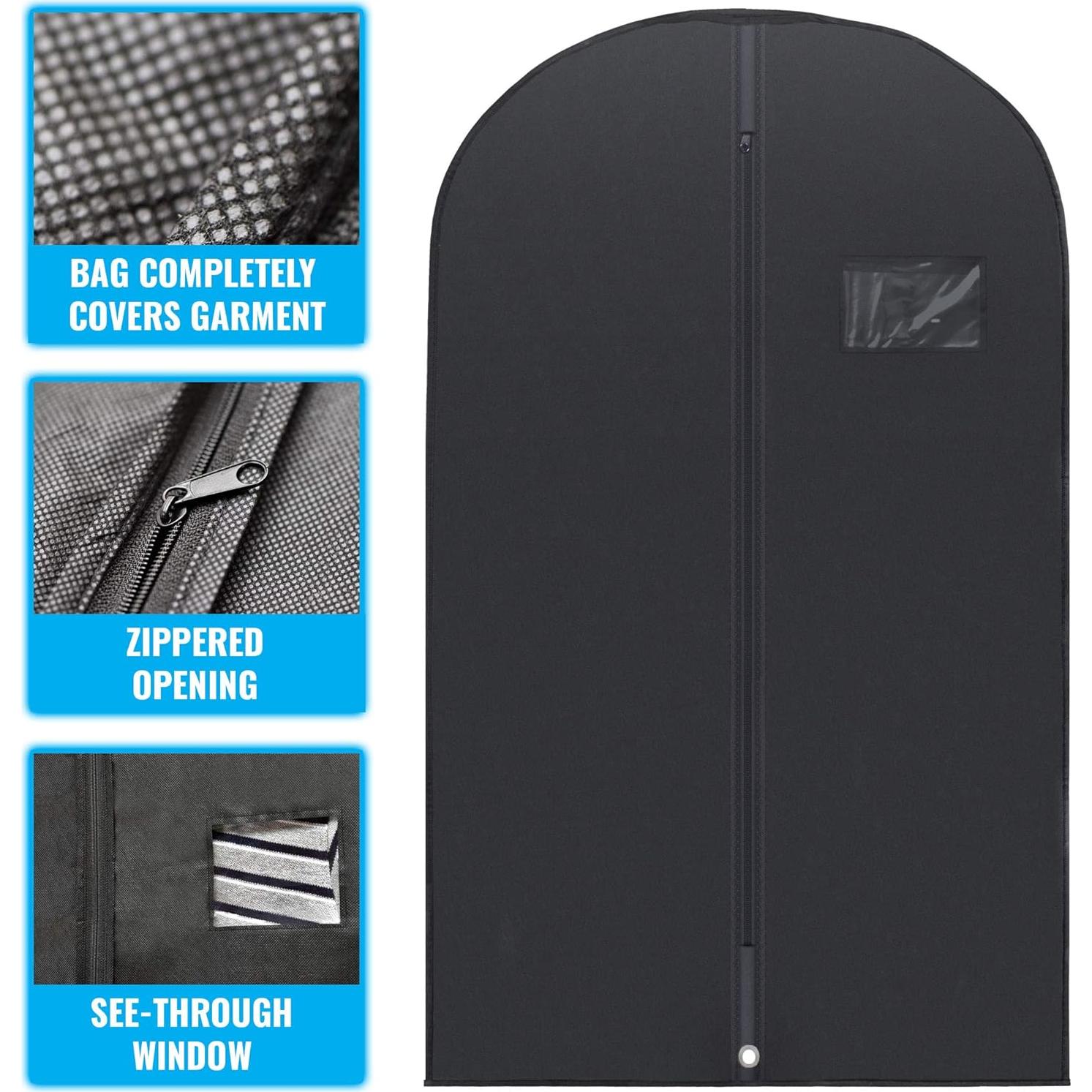 Bolsa de Ropa Colgante Plixio 5 Piezas Negra 102 cm