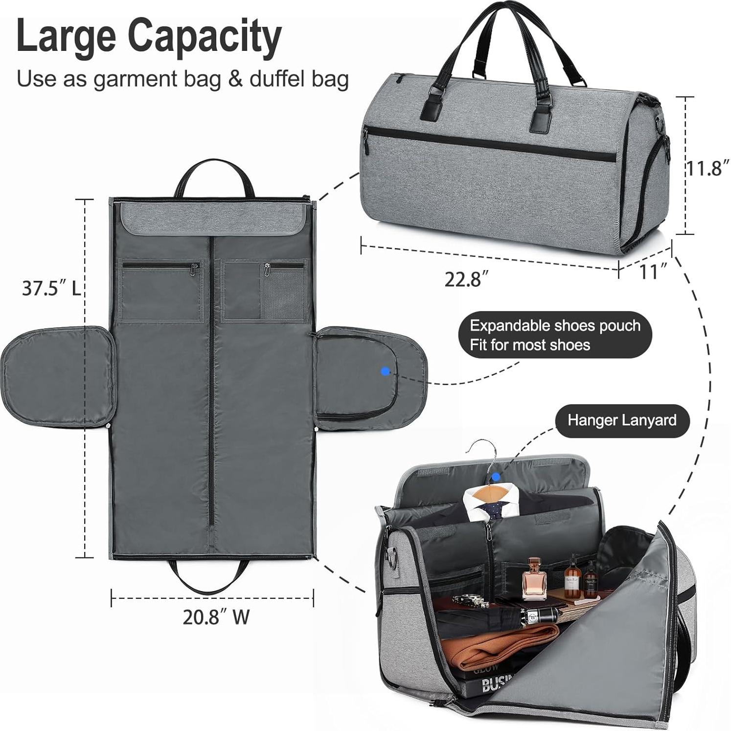 Bolsa de Ropa Convertible GBT1 Gris Ceniza Impermeable 2 en 1