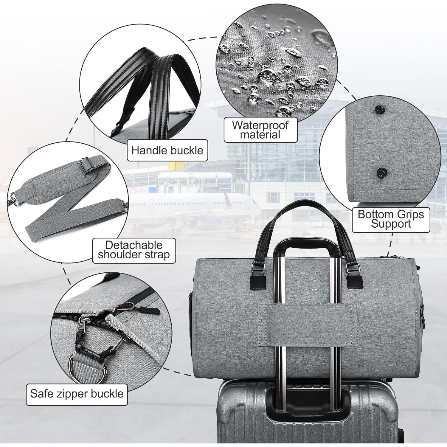 Bolsa de Ropa Convertible GBT1 Gris Ceniza Impermeable 2 en 1