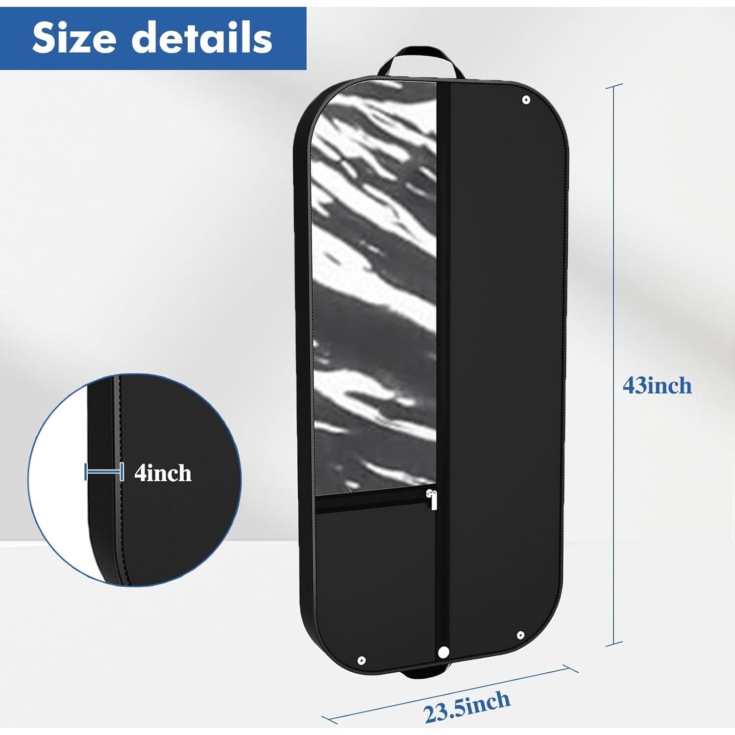 HomeVoyage 43-Inch 300D Oxford Garment Bag for Travel, Hanging Clothes Suit Bags for Men and Women, Waterproof Large Black suit cover with Handles and Zipper garment cover with pockets