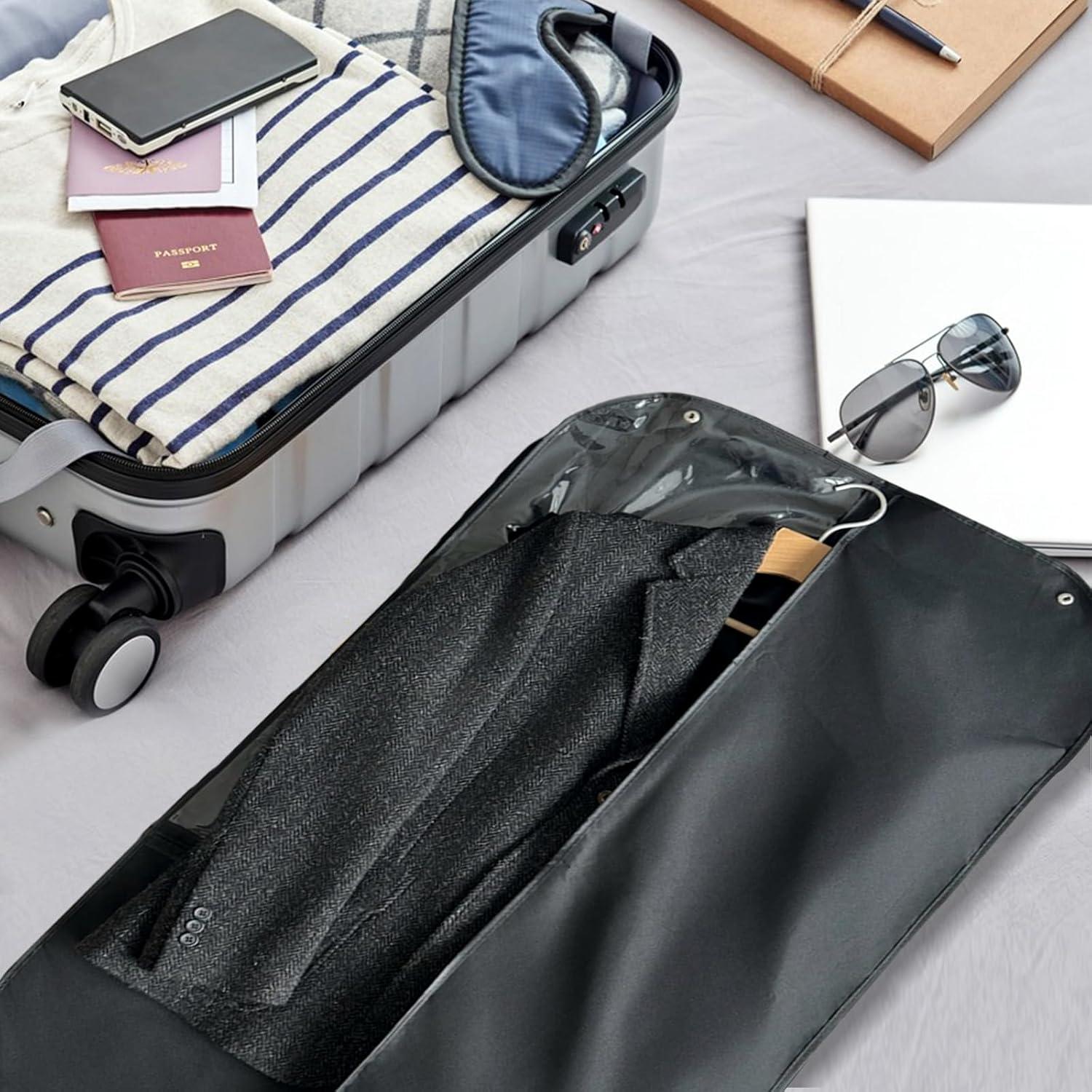 HomeVoyage 43-Inch 300D Oxford Garment Bag for Travel, Hanging Clothes Suit Bags for Men and Women, Waterproof Large Black suit cover with Handles and Zipper garment cover with pockets