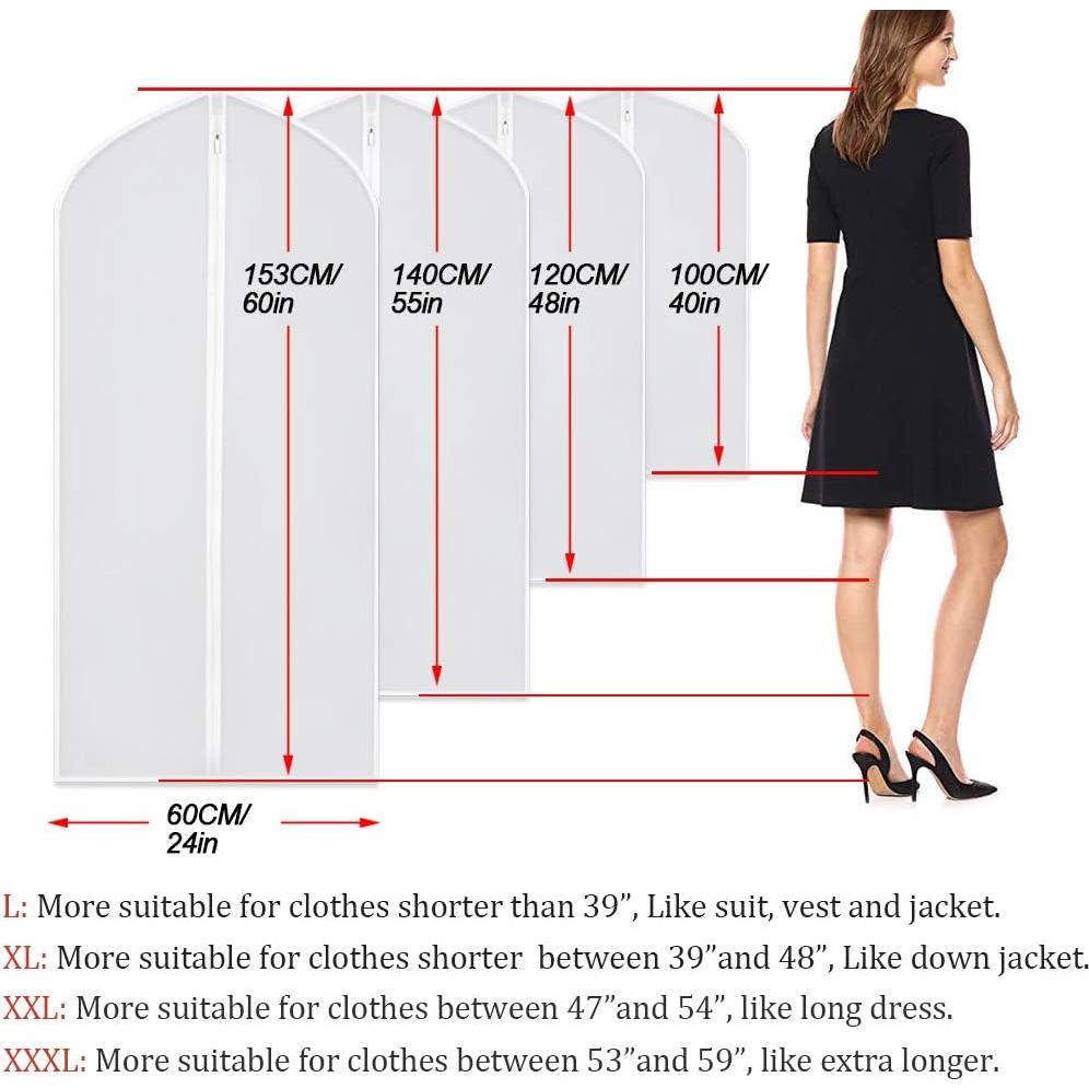 Suit Bags for Closet Storage Hanging Garment Bag 24''X40'' Lightweight Clear Full Zipper Suit Bags (Set of 6) PEVA Breathable Garment Cover for Suit Closet Clothes Storage