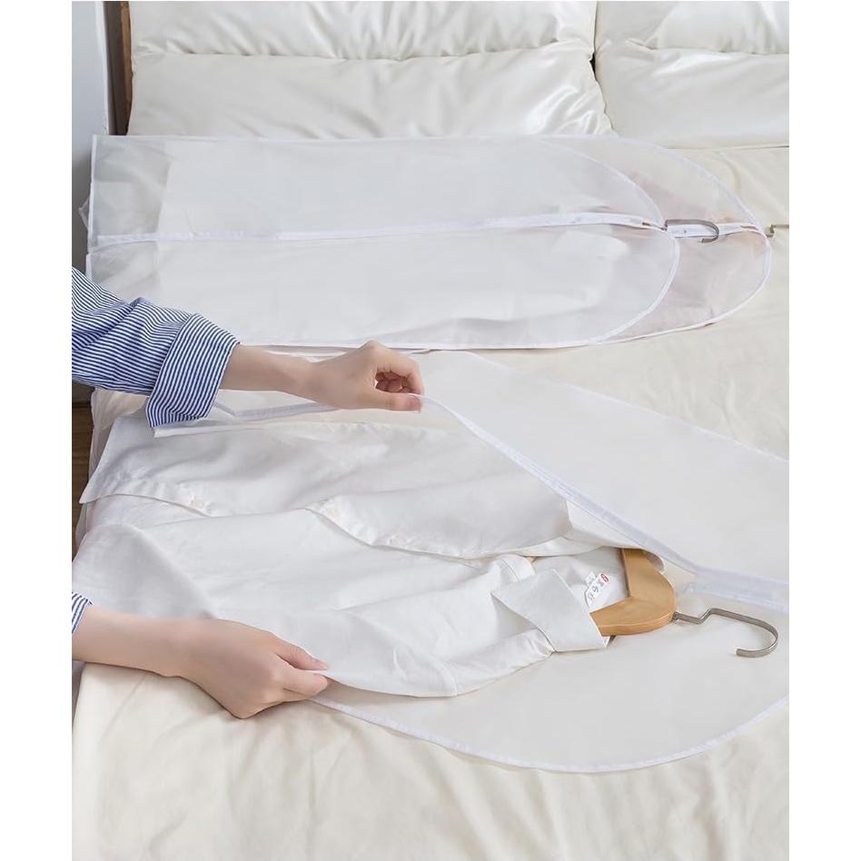 Suit Bags for Closet Storage Hanging Garment Bag 24''X40'' Lightweight Clear Full Zipper Suit Bags (Set of 6) PEVA Breathable Garment Cover for Suit Closet Clothes Storage