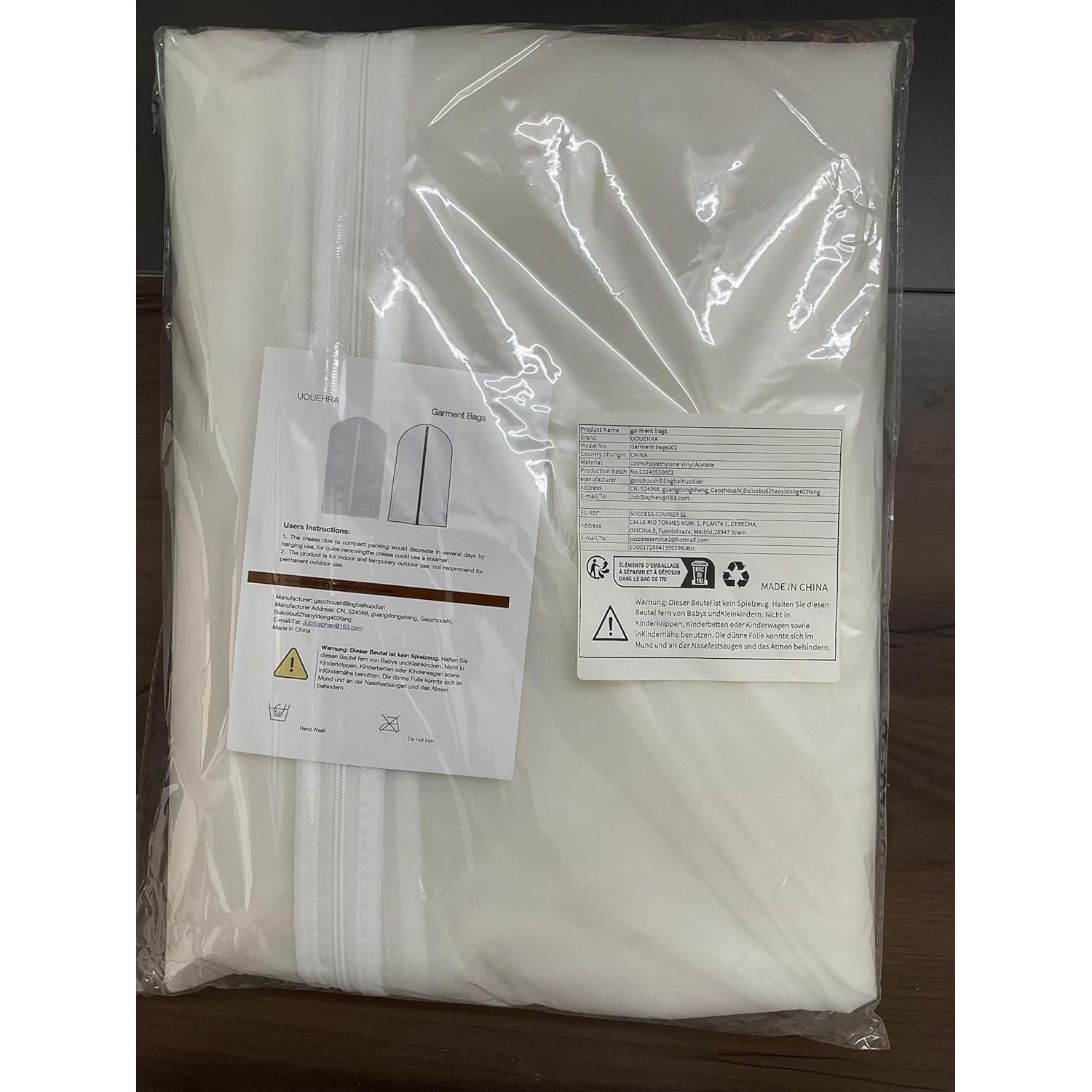 Suit Bags for Closet Storage Hanging Garment Bag 24''X40'' Lightweight Clear Full Zipper Suit Bags (Set of 6) PEVA Breathable Garment Cover for Suit Closet Clothes Storage