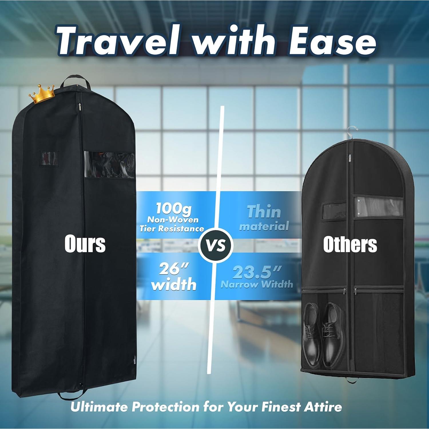 Bolsa de Viaje para Prendas Simple Houseware 152 cm Negra - 3 Pzas