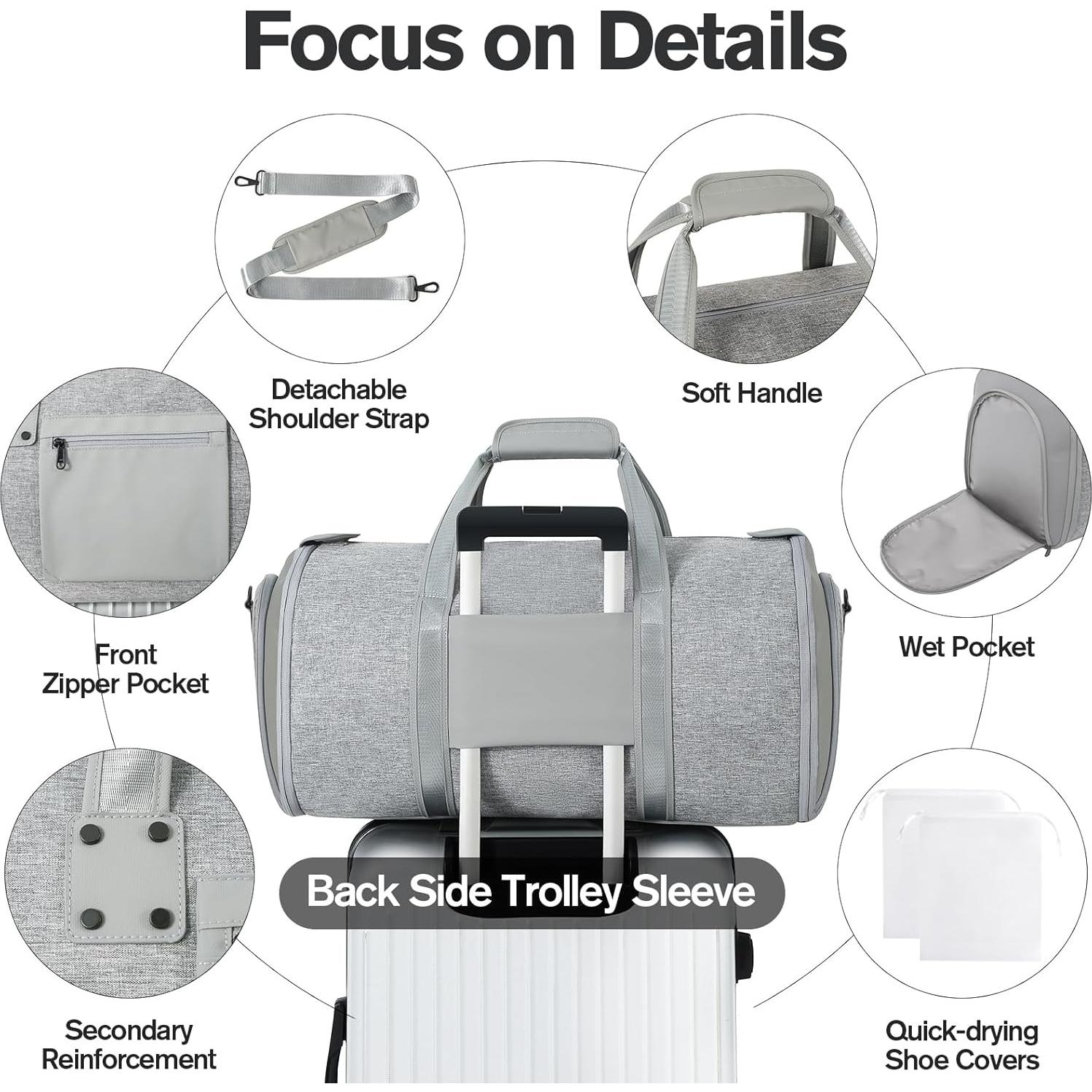 Bolsa de Ropa para Viaje Richeart Mediana Gris Claro 45L