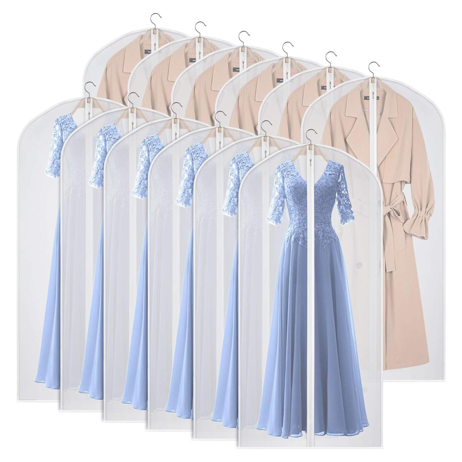 Juego de 12 Bolsas de Ropa Kntiwiwo 60" Transparentes PEVA