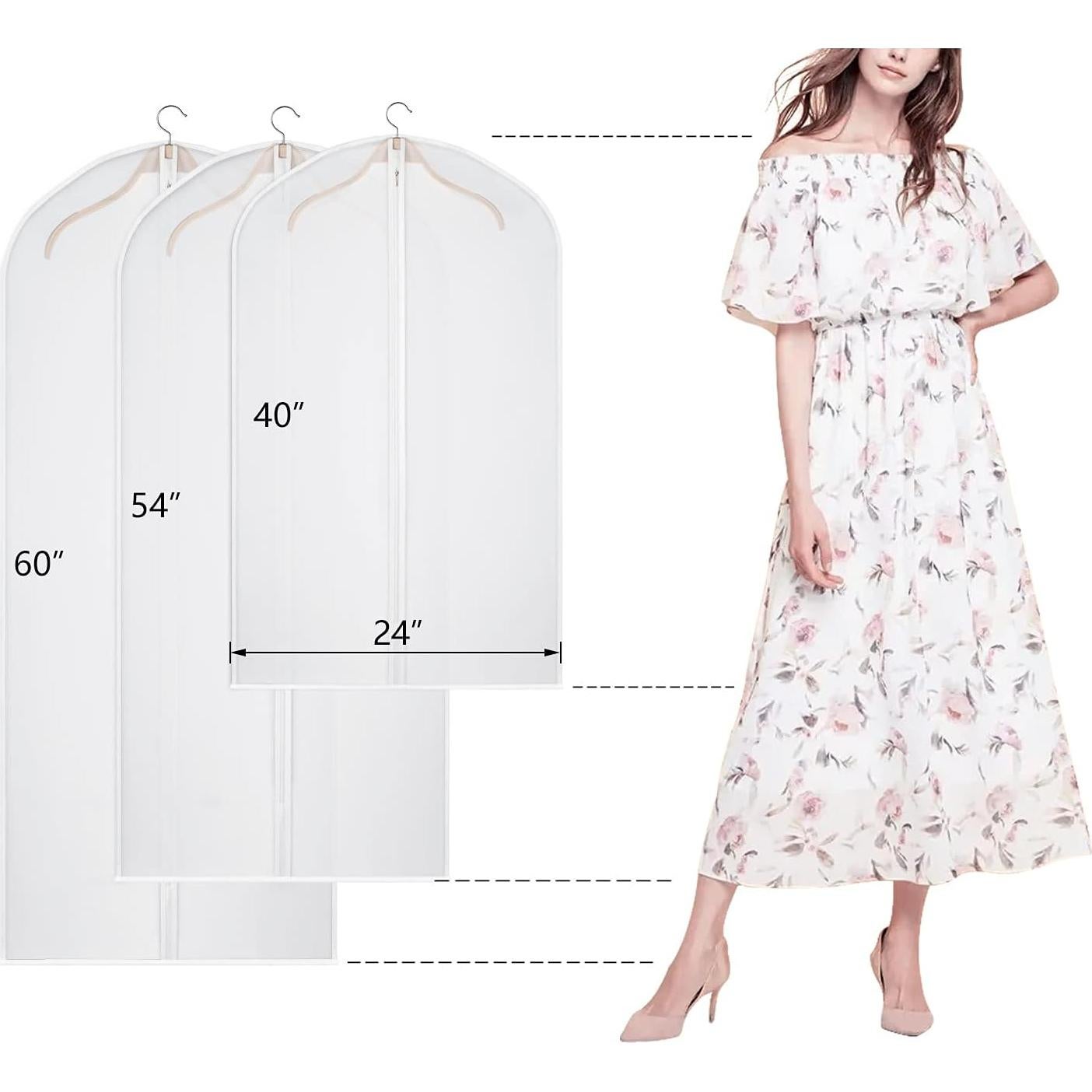 Juego de 12 Bolsas de Ropa Kntiwiwo 60" Transparentes PEVA