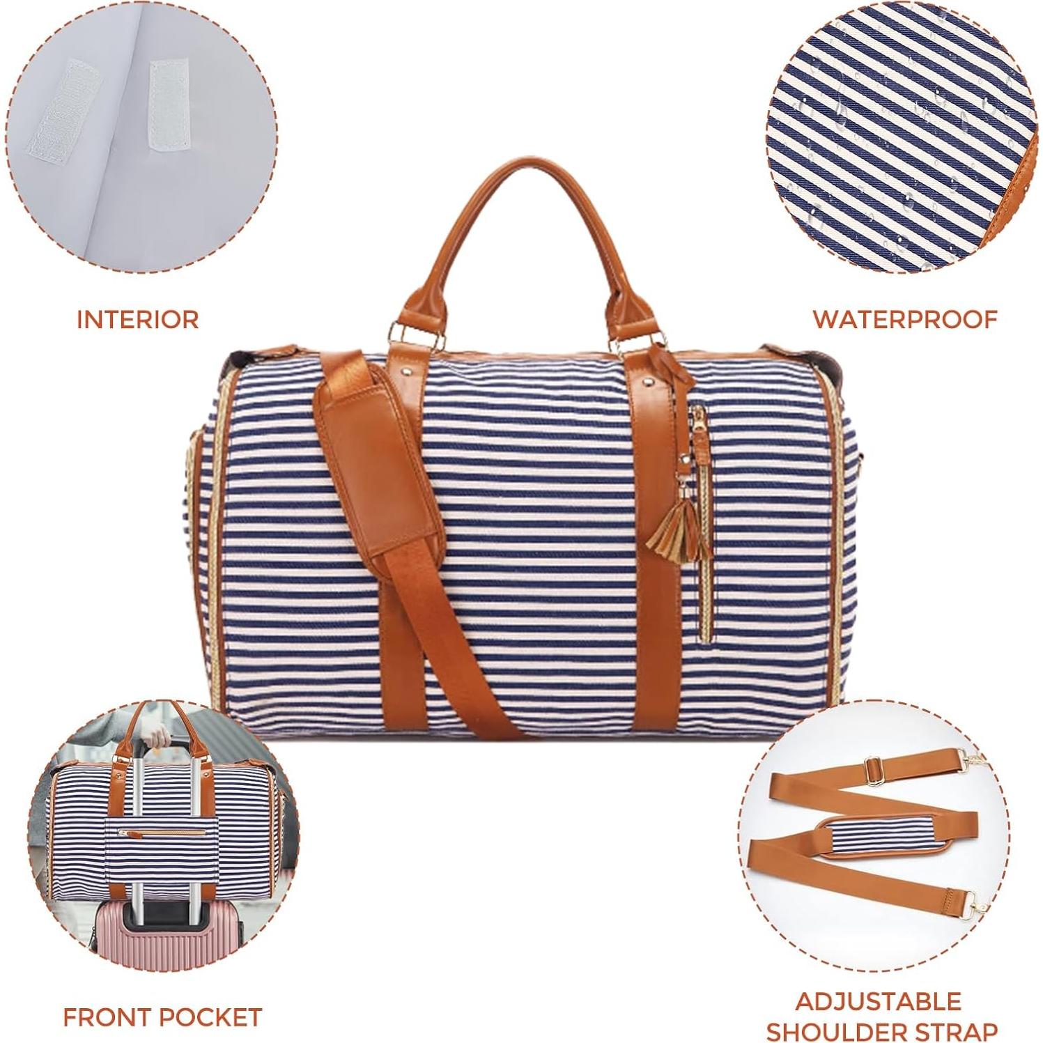 Bolsa de Ropa de Viaje SeseBee 55L Impermeable Rayas