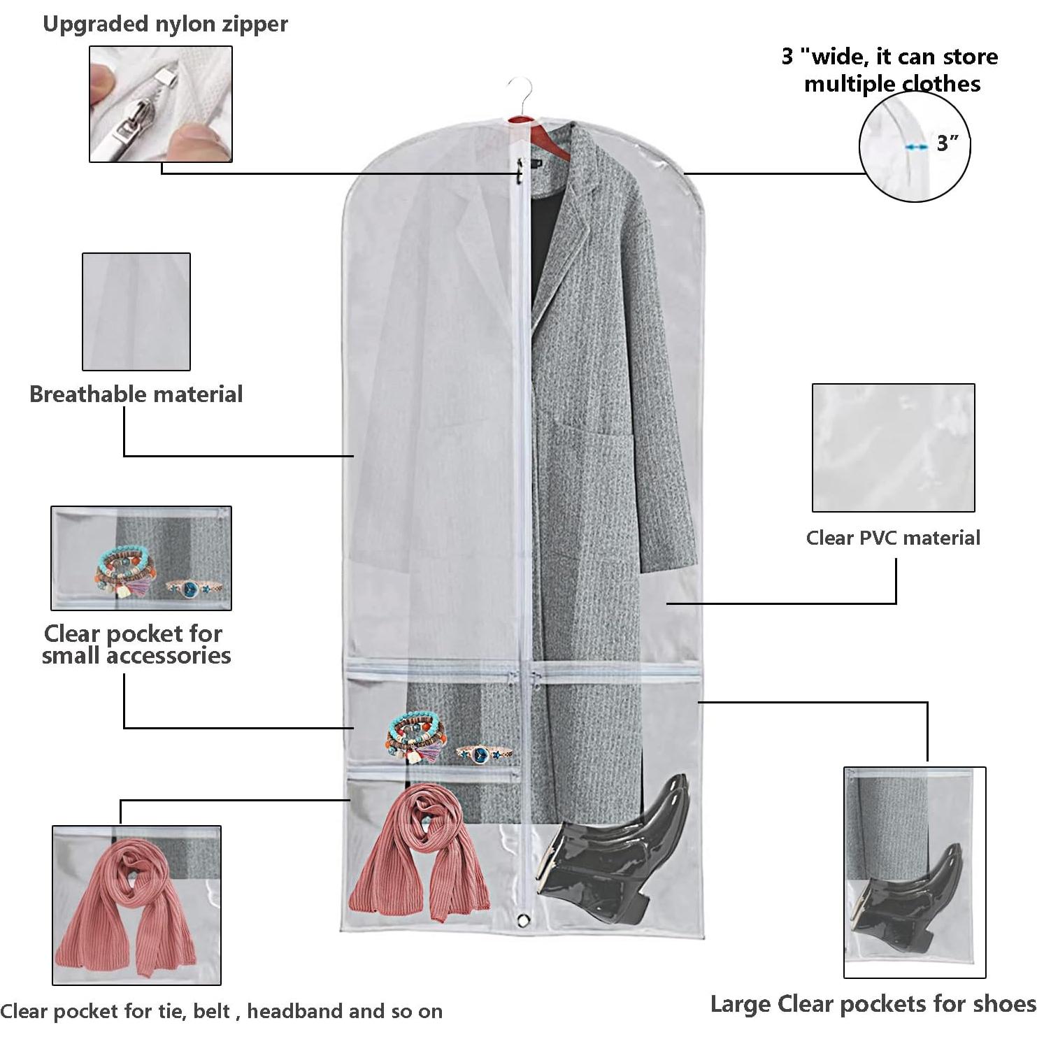 Bolsas de Ropa Transparentes WJWSKI 127 cm con 3 Bolsillos