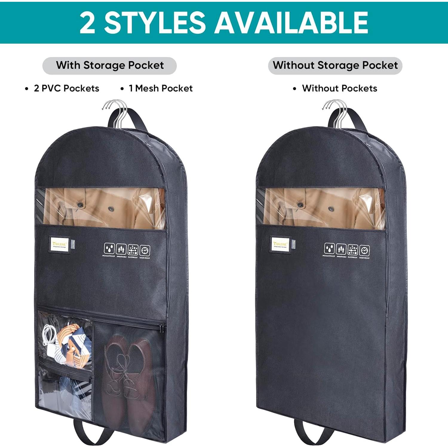 Bolsa de Ropa BALEINE 42" Doble Cierre 2 Piezas Negra