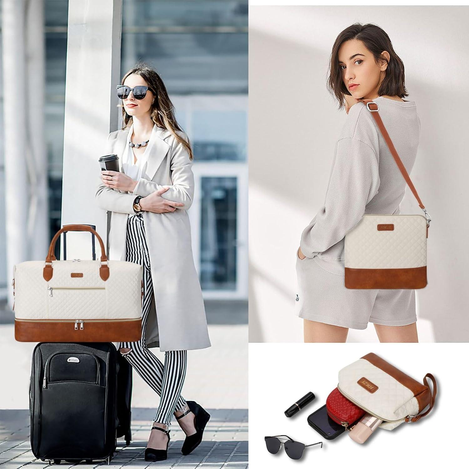 Bolsa de viaje tipo duffel ITIEZY grande con compartimento para zapatos