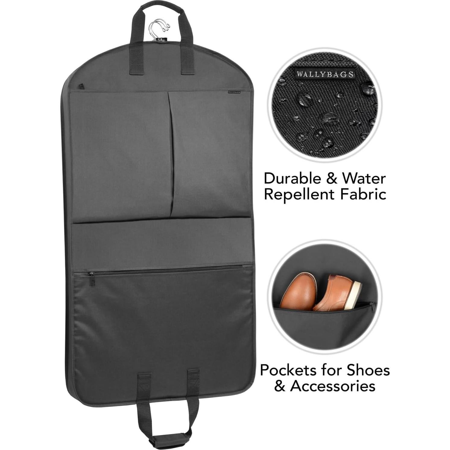 WallyBags® 40” Deluxe Travel Carry-On Garment Bag with Two Pockets, Perfect for Suits and Shirts