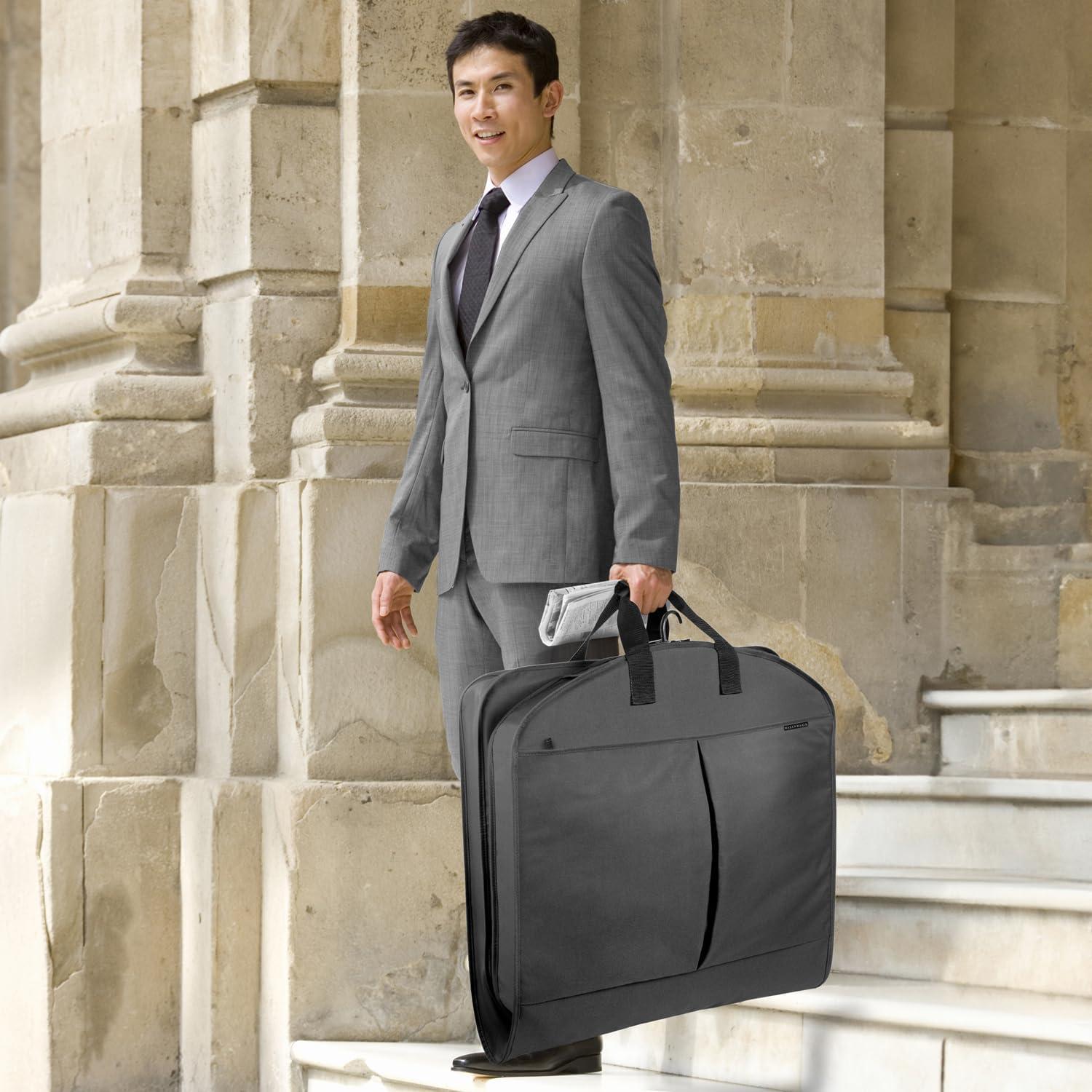 WallyBags® 40” Deluxe Travel Carry-On Garment Bag with Two Pockets, Perfect for Suits and Shirts