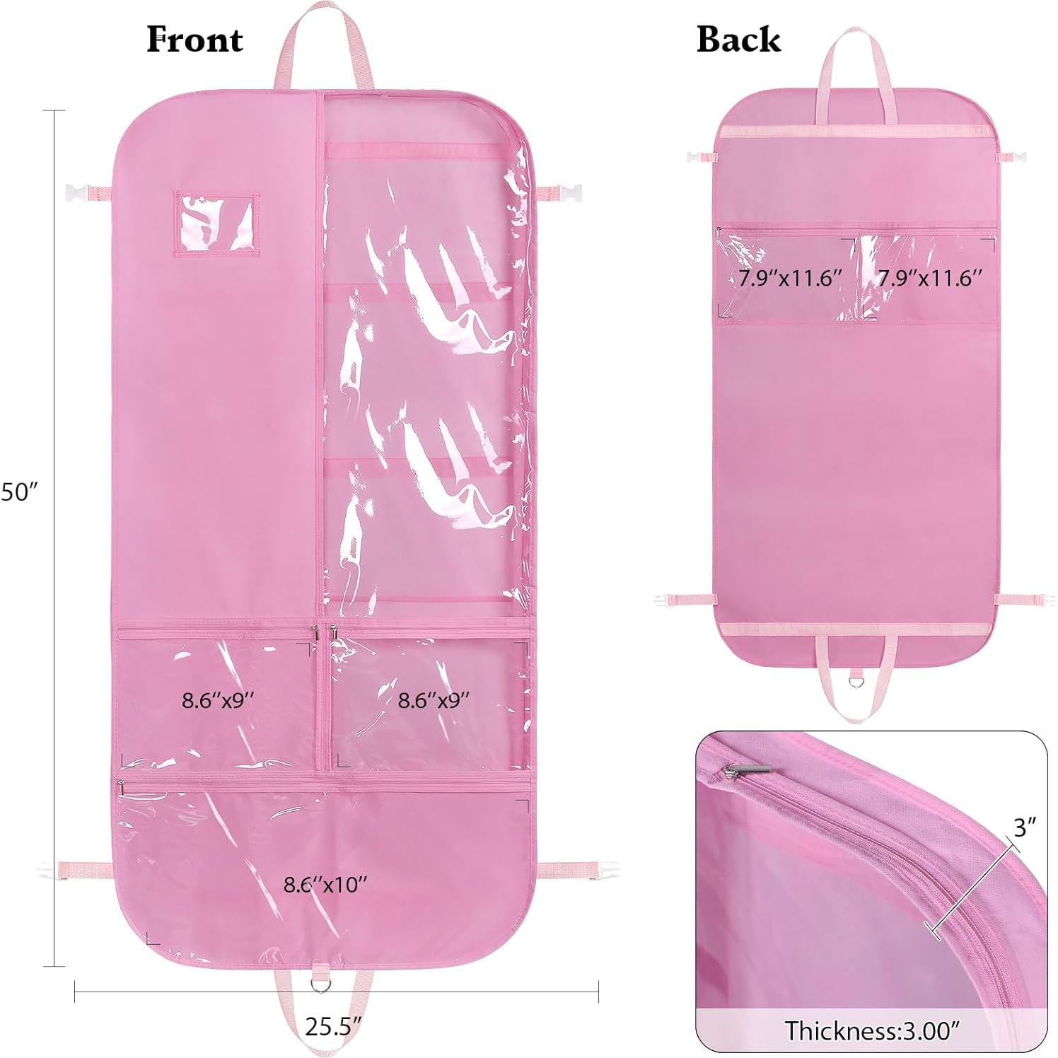 Bolsa de Vestuario para Danza Univivi 127 cm Rosa con 5 Bolsillos