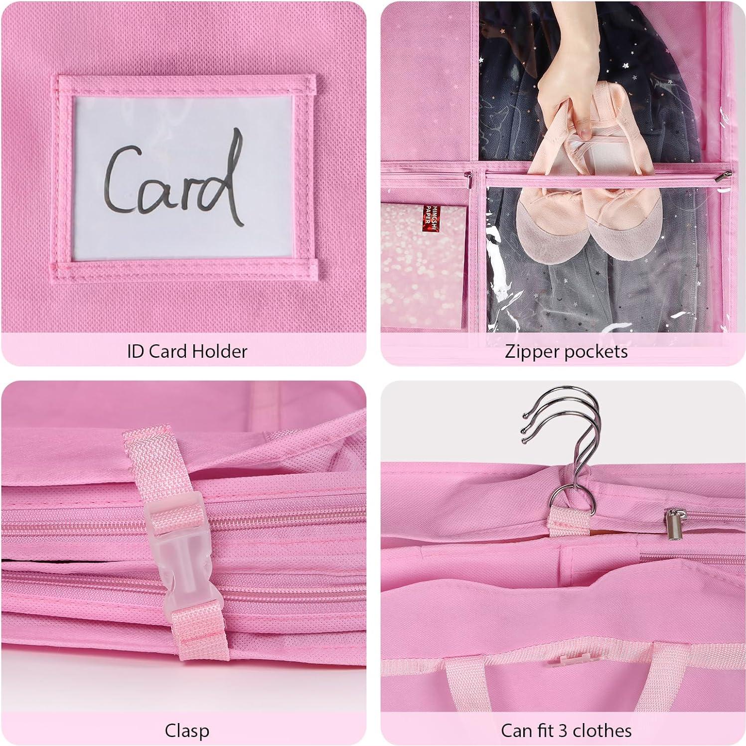 Bolsa de Vestuario para Danza Univivi 127 cm Rosa con 5 Bolsillos