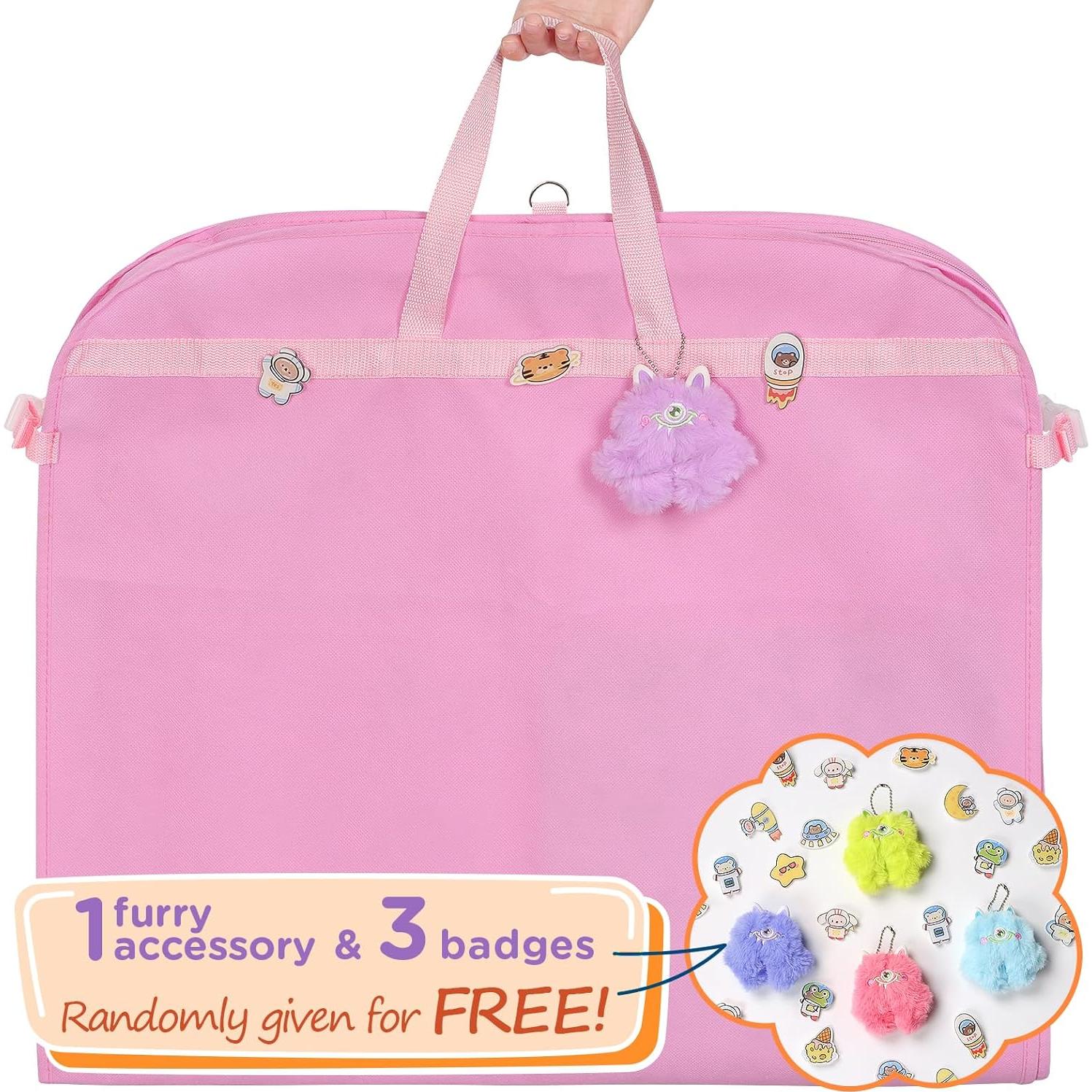 Bolsa de Vestuario para Danza Univivi 127 cm Rosa con 5 Bolsillos