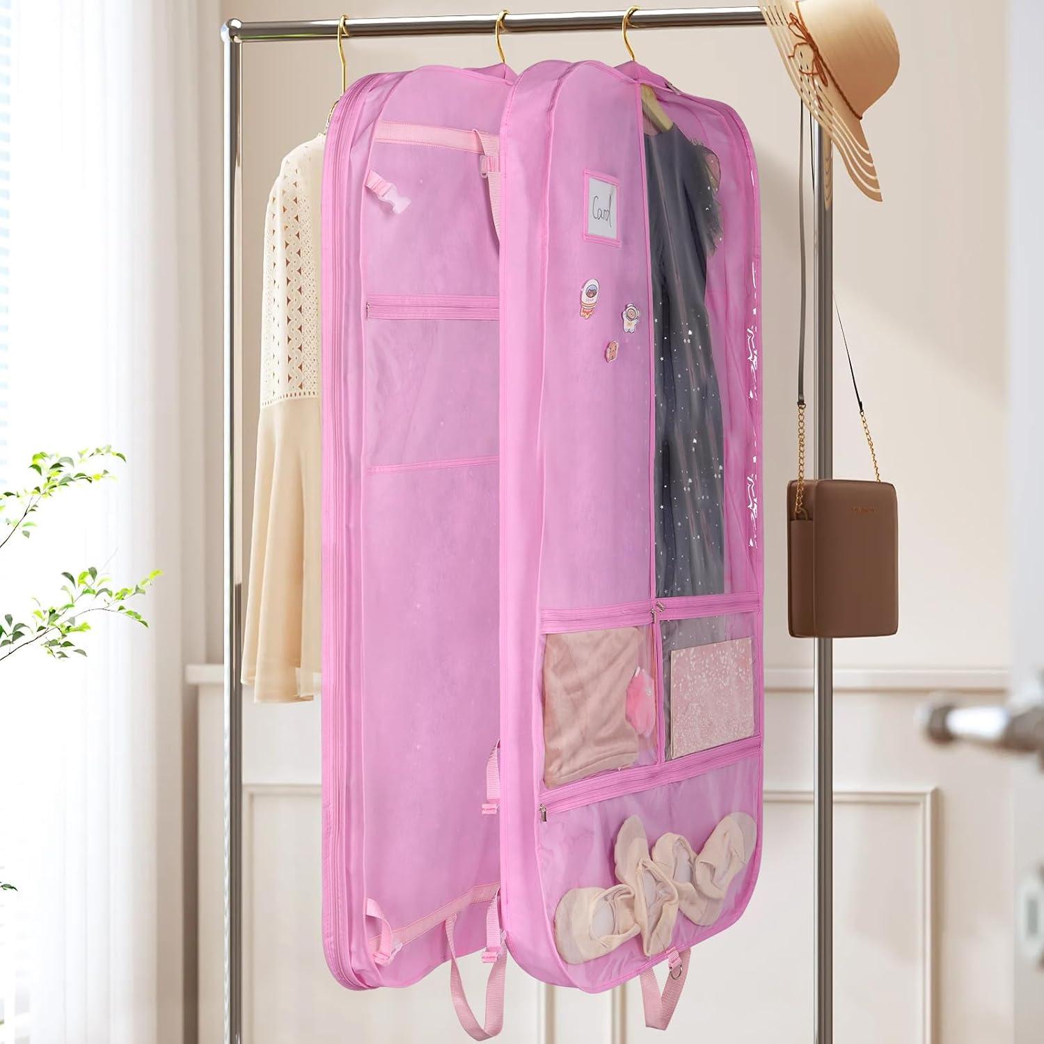 Bolsa de Vestuario para Danza Univivi 127 cm Rosa con 5 Bolsillos