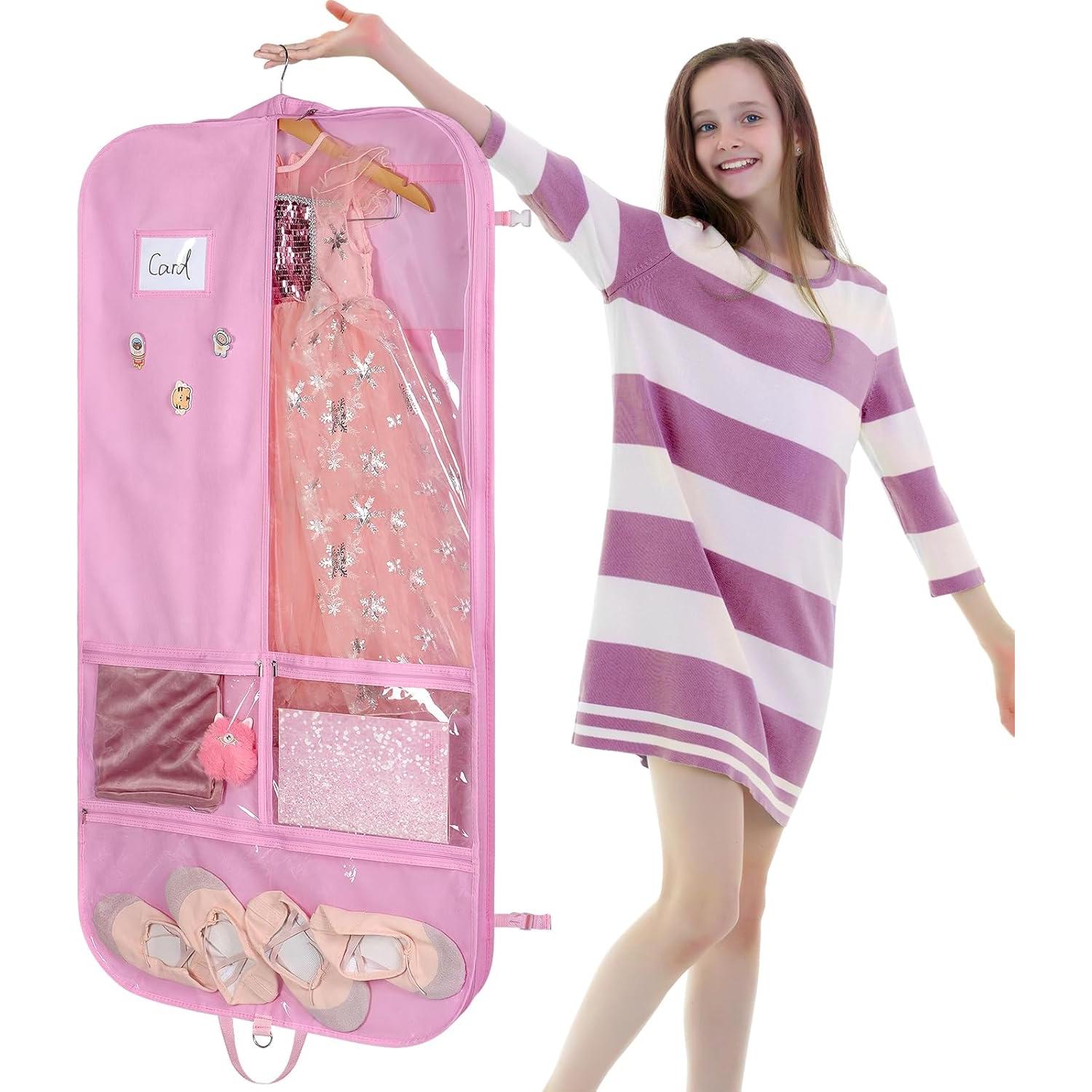 Bolsa de Vestuario para Danza Univivi 127 cm Rosa con 5 Bolsillos