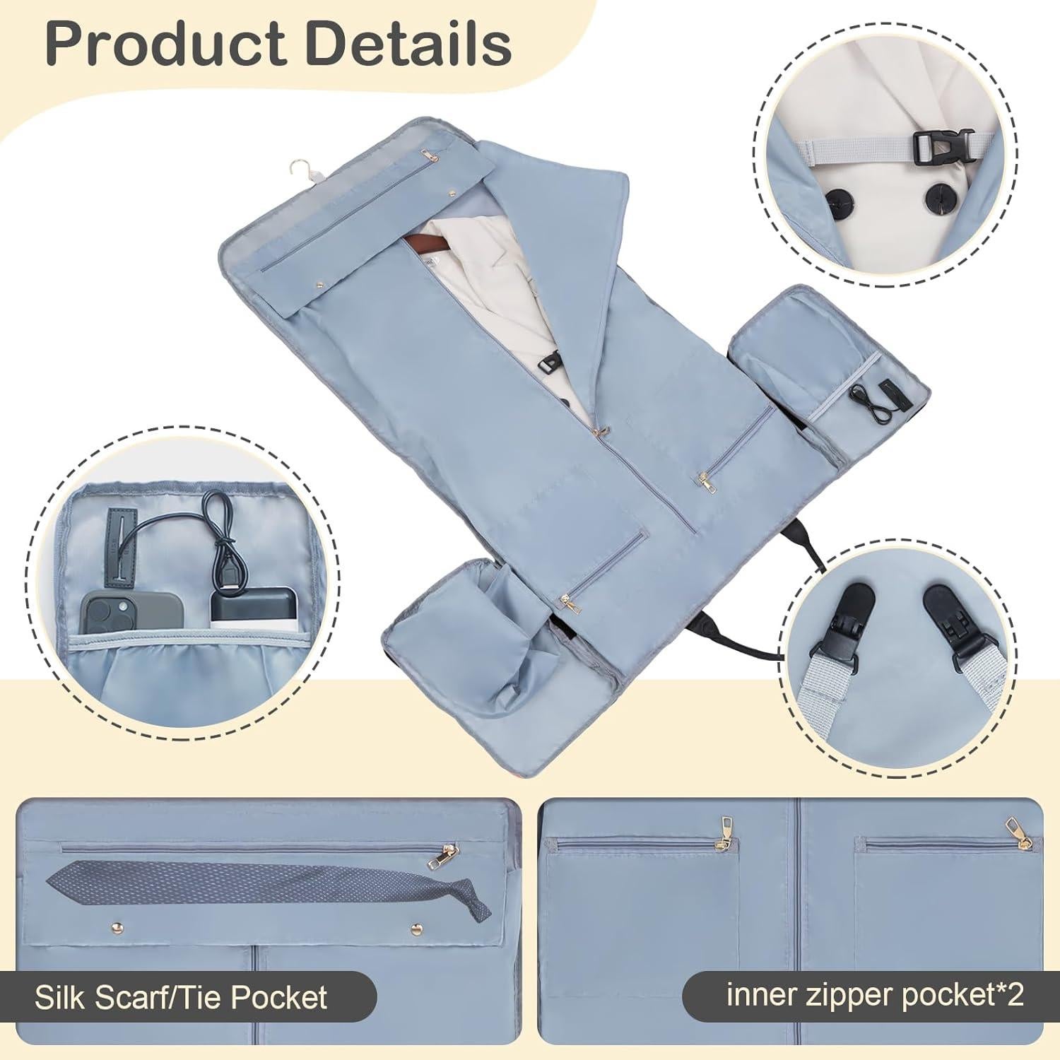 Bolsa de Ropa de Viaje WOOMADA Negra, Duffle Convertible 2-en-1