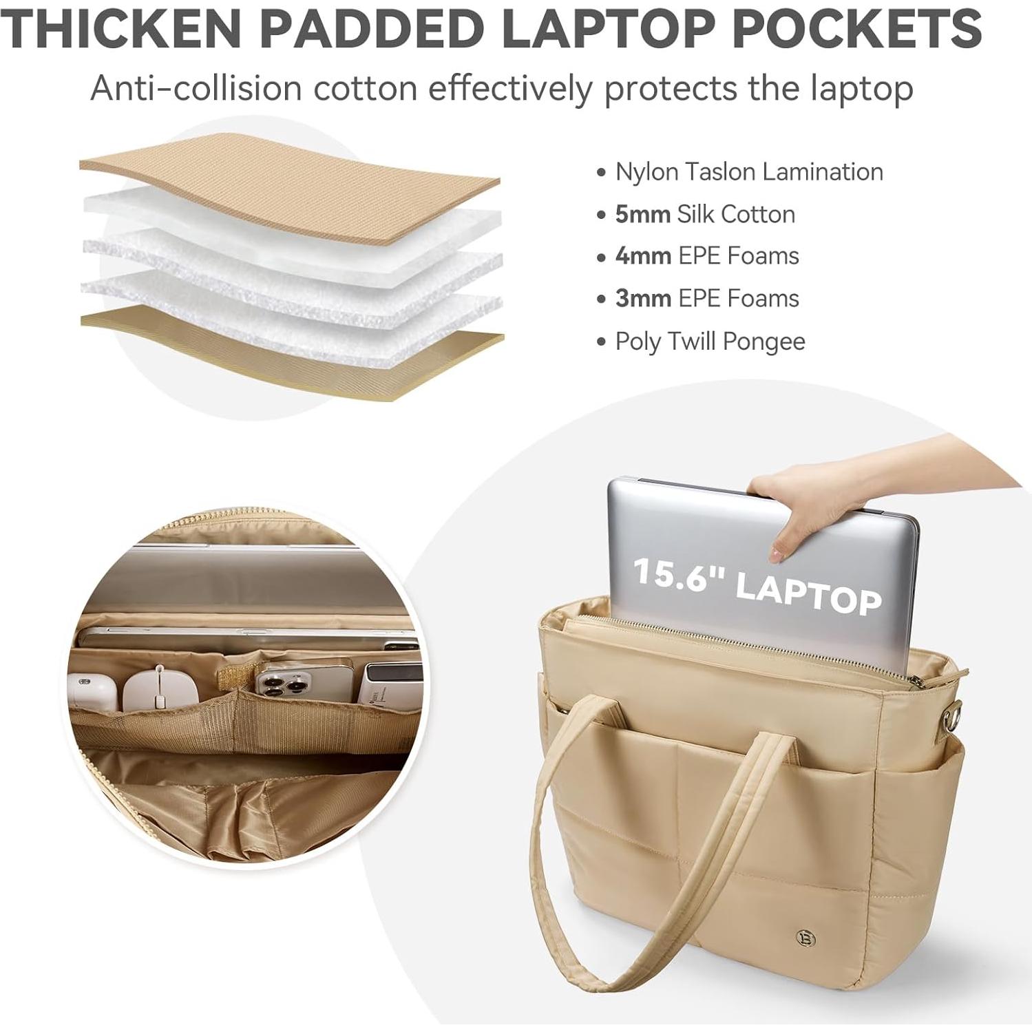 Bolsa Tote Puffer BOSTANTEN para Mujeres 36.8x14x33.8cm