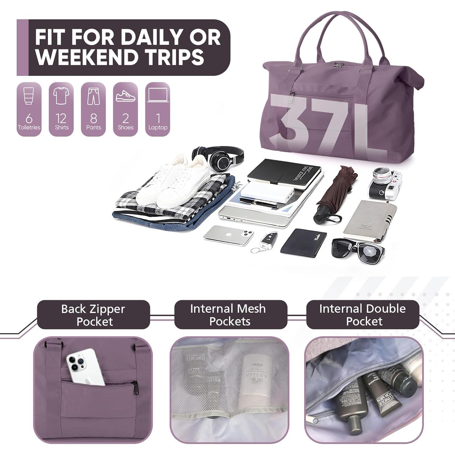 Bolsa de viaje tipo duffle EASYFUN púrpura 20x9x15 cm