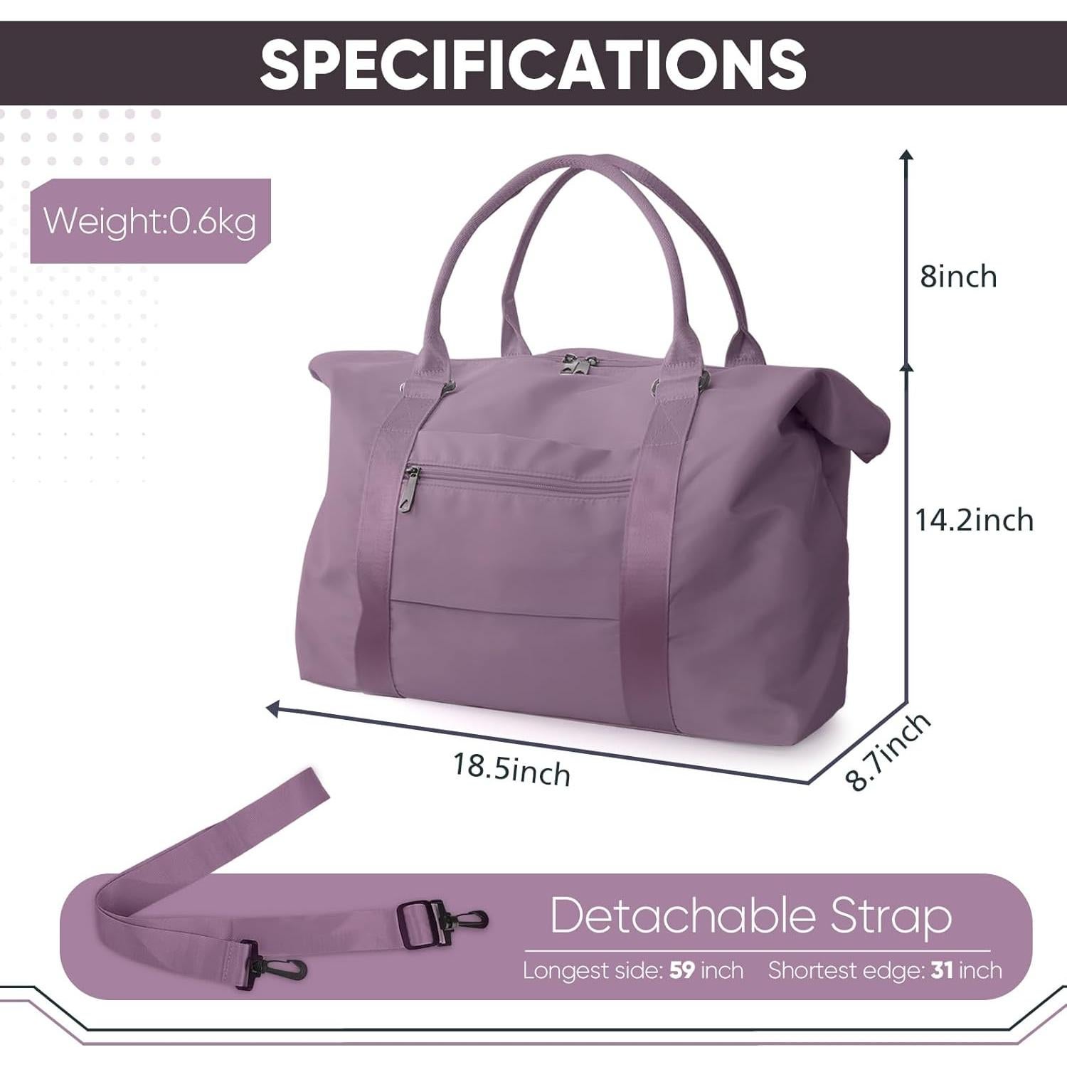 Bolsa de viaje tipo duffle EASYFUN púrpura 20x9x15 cm