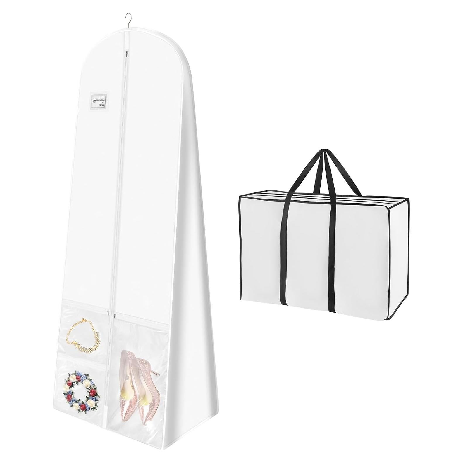 Bolsa para Vestido de Novia Svaldo Blanca 70x24x16 cm con Bolsillos