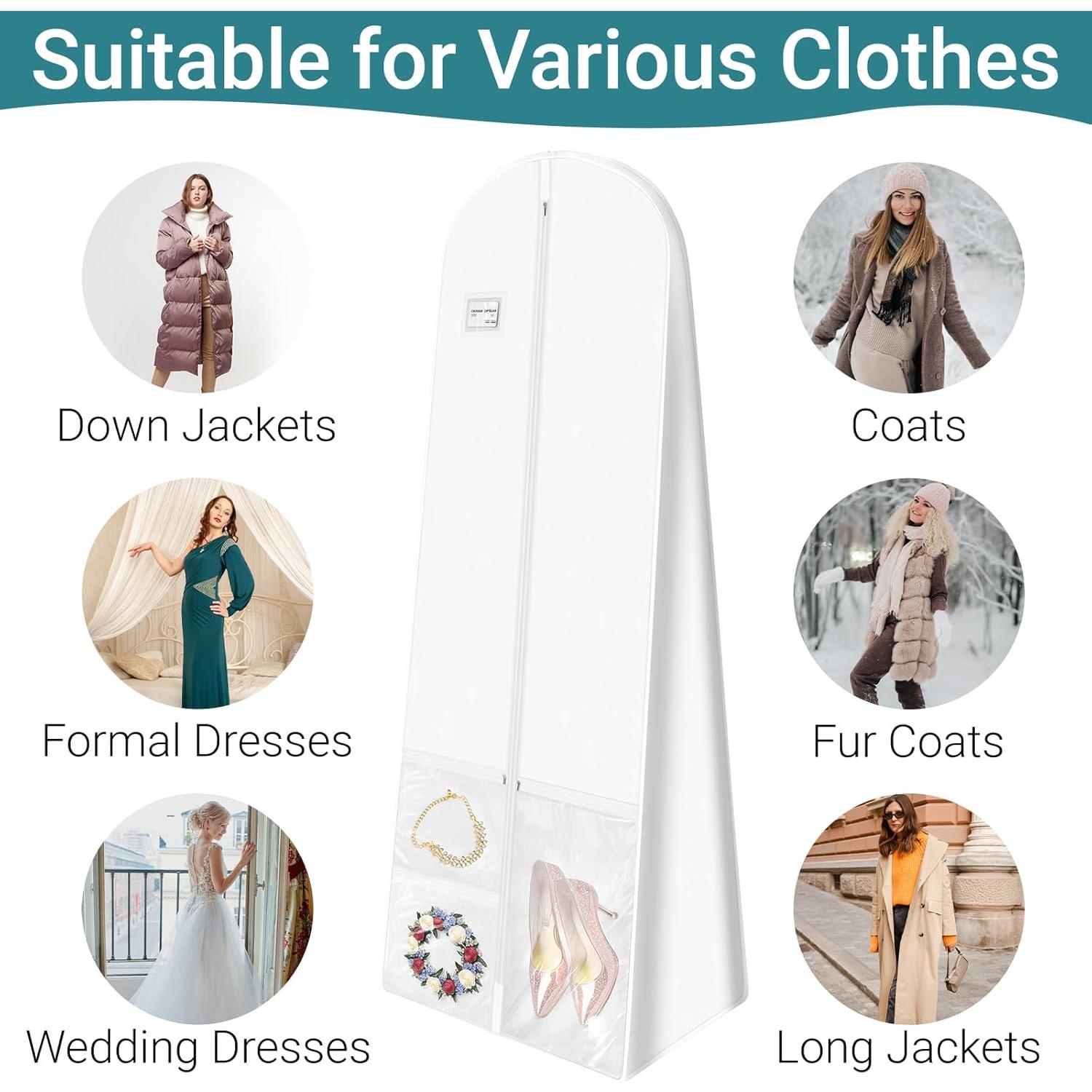 Bolsa para Vestido de Novia Svaldo Blanca 70x24x16 cm con Bolsillos