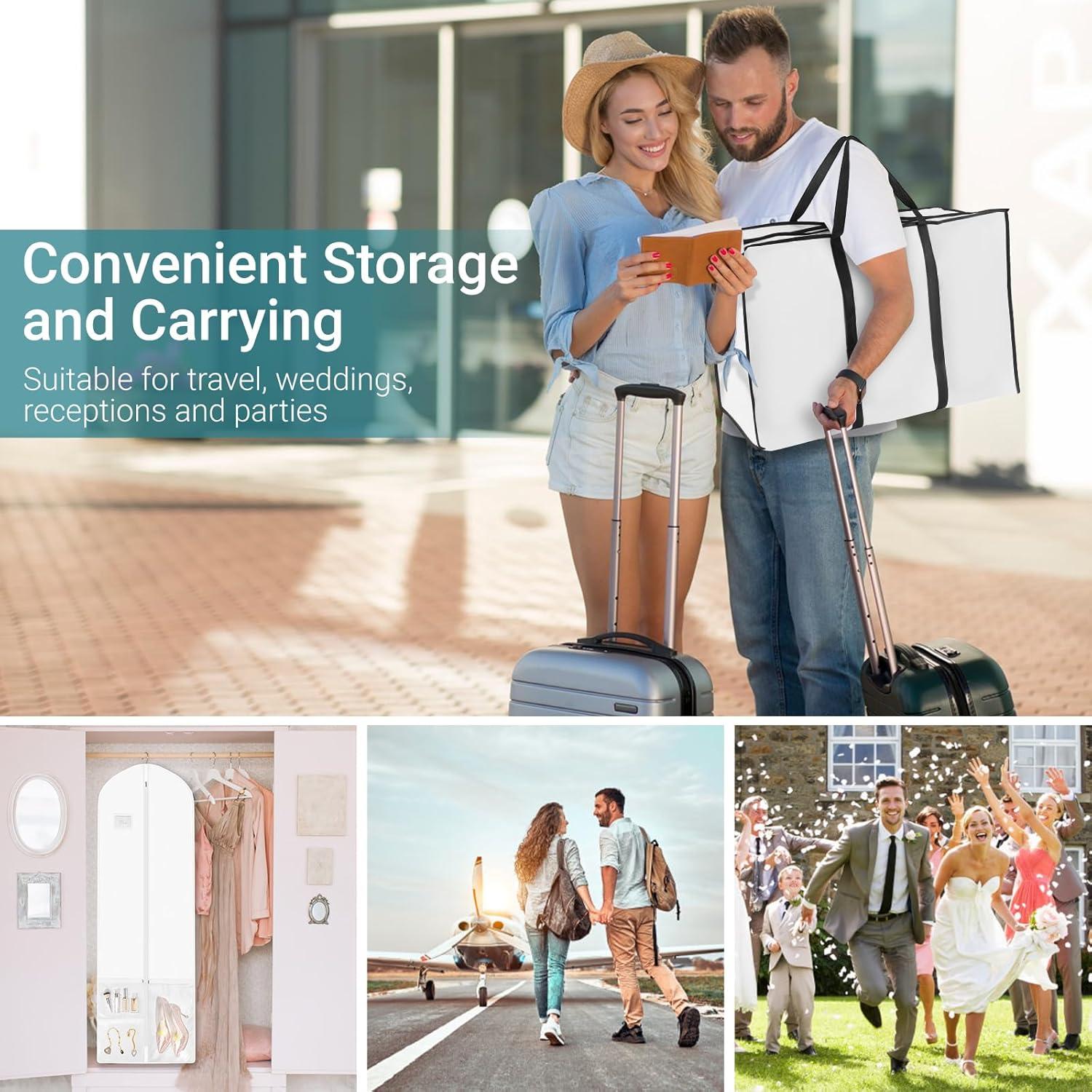 Bolsa para Vestido de Novia Svaldo Blanca 70x24x16 cm con Bolsillos